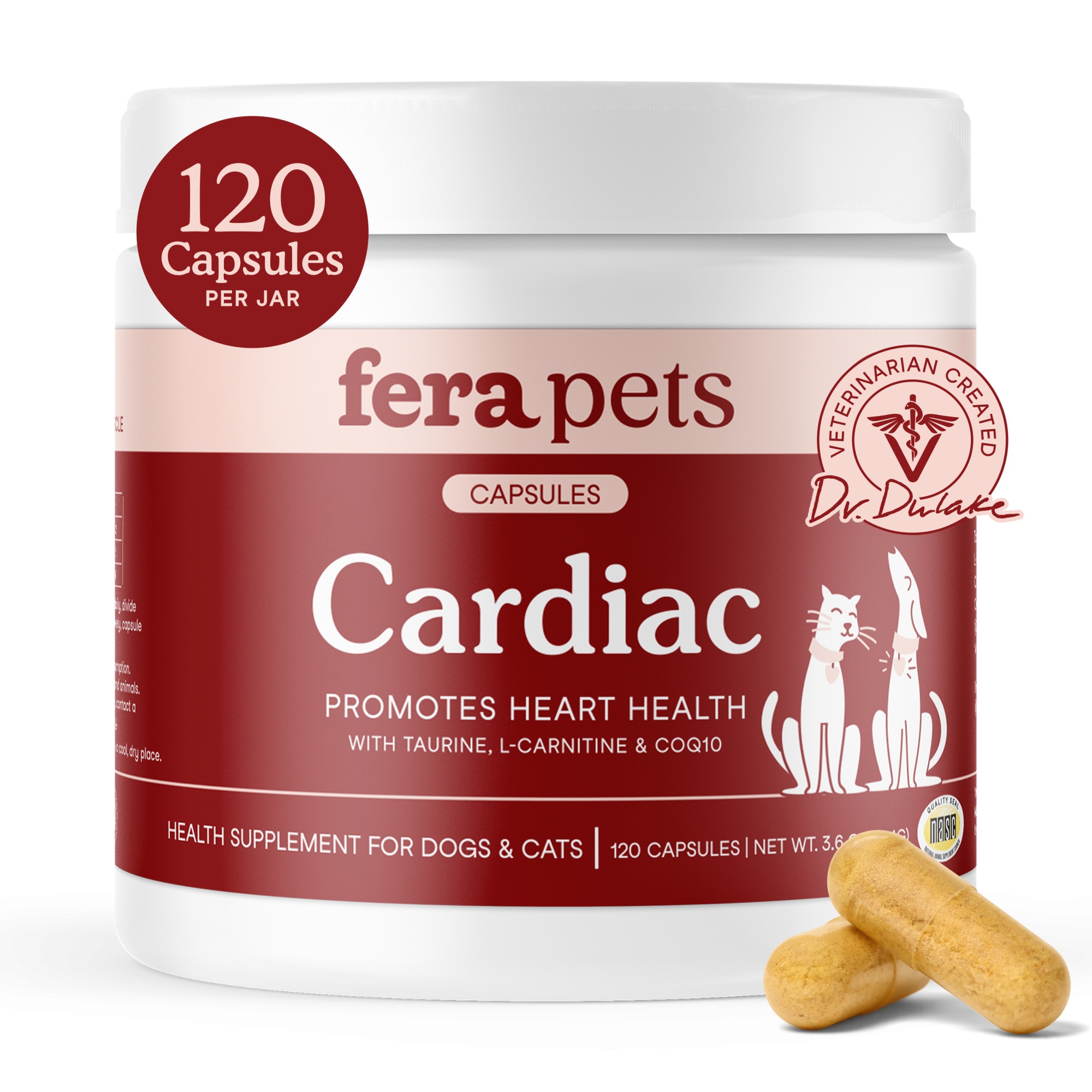 taurine and l-carnitine supplements for dogs Fera Pets Salmon Flavor, Cardiac Support for Dogs & Cats, 3.6 oz, Count of  120