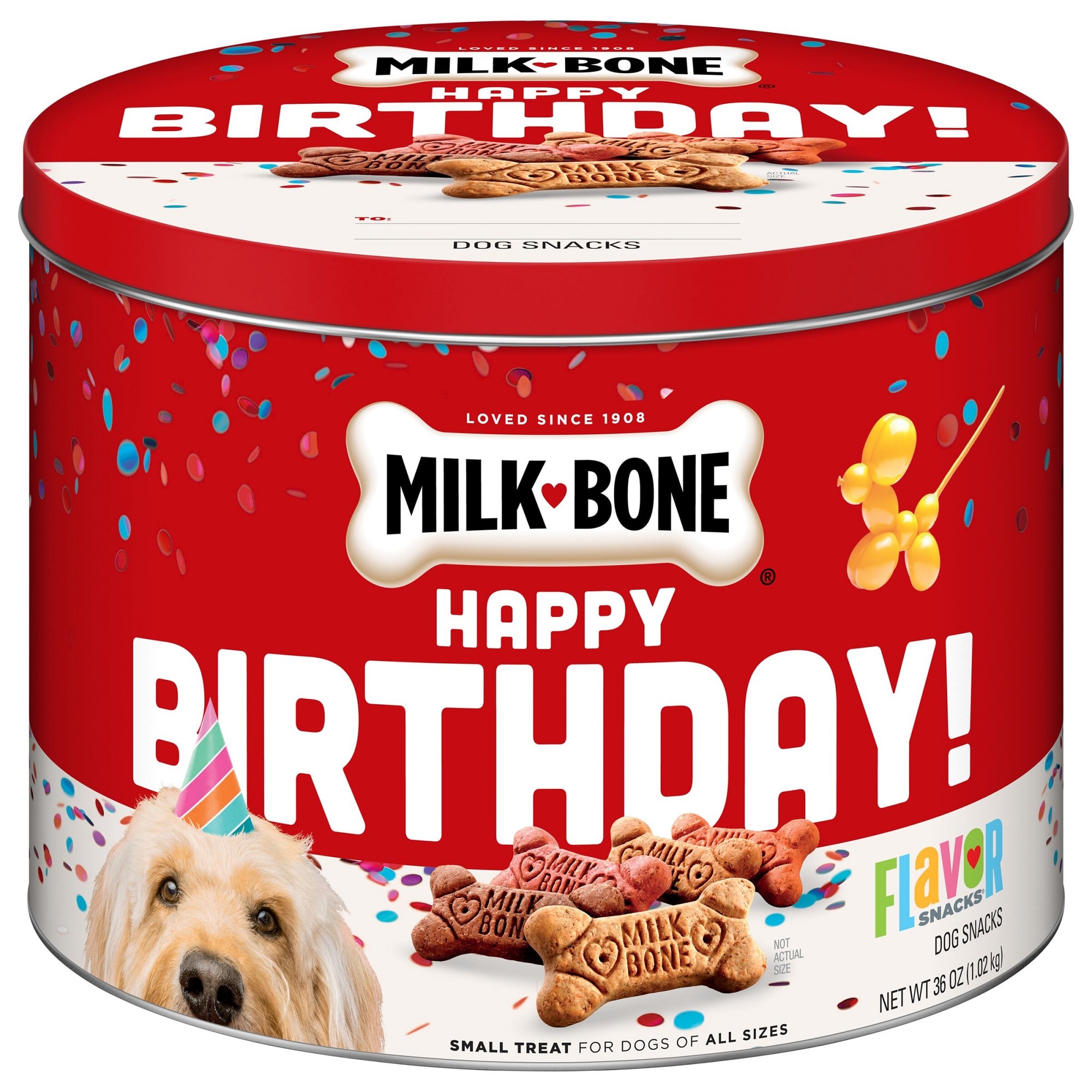 Milk Bone Birthday Flavor Snacks Keepsake Tin 36 oz