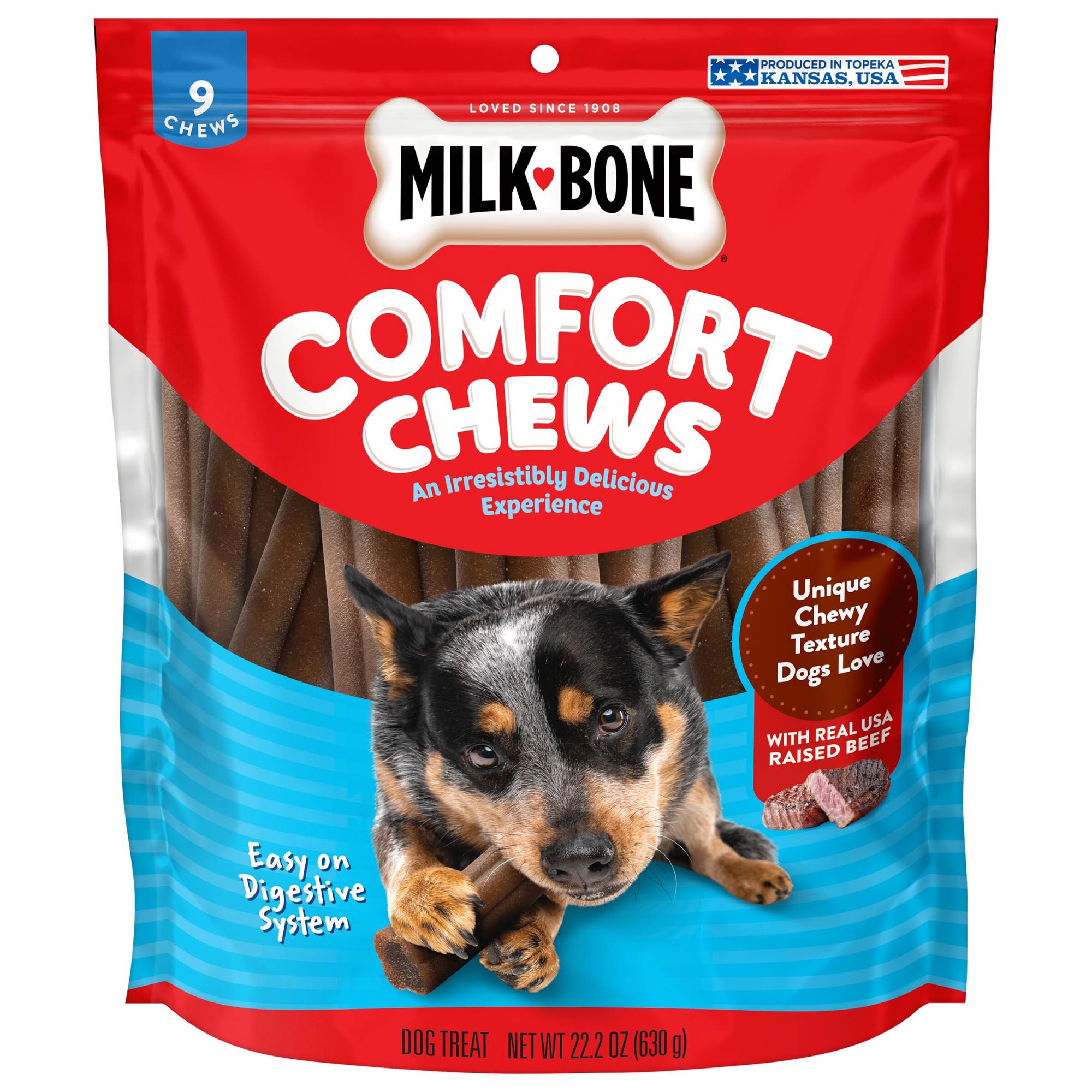 Milk Bone Comfort Chews with Unique Chewy Texture and Real Beef