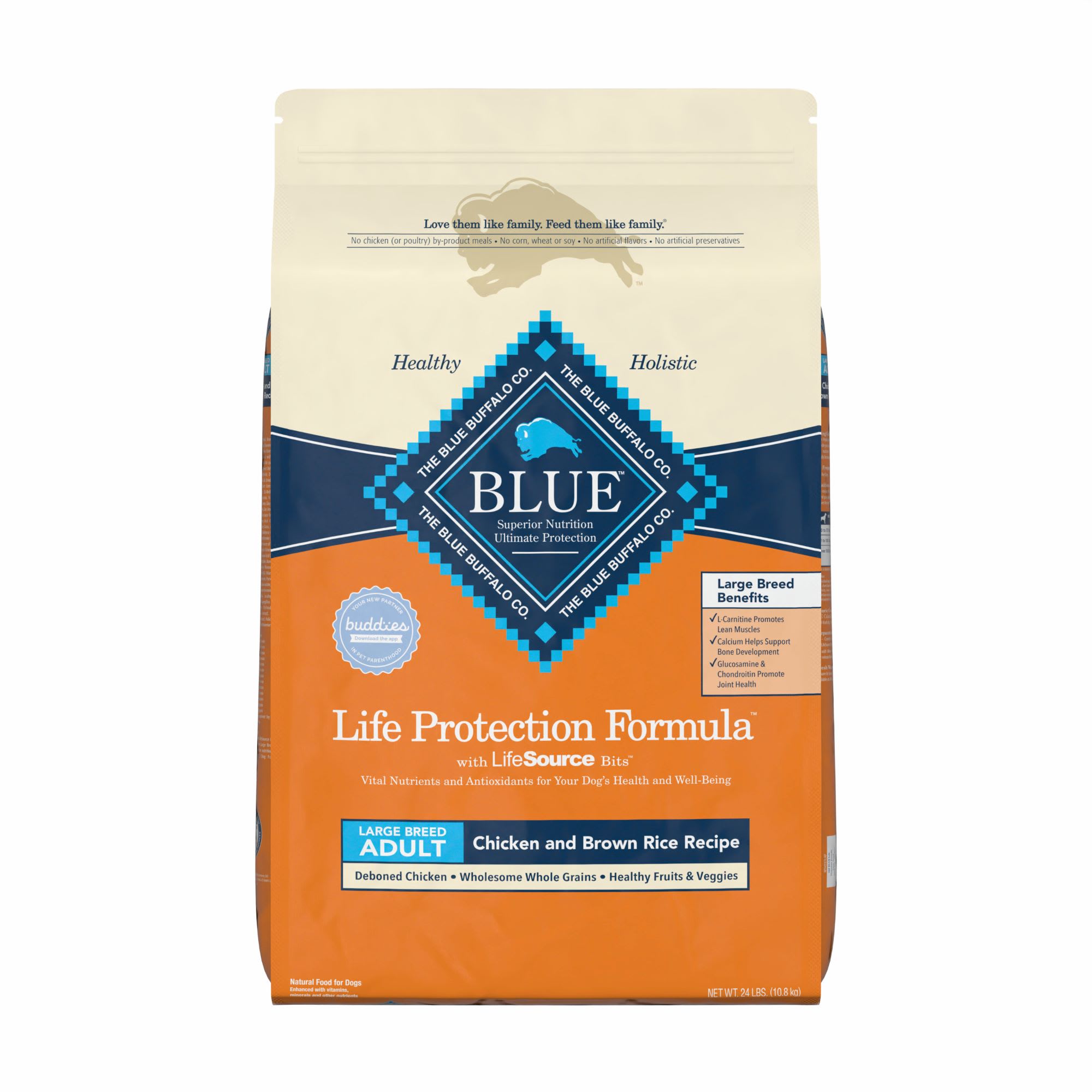 Blue Buffalo Life Protection Formula Natural Adult Large Breed Chicken and  Brown Rice Dry Dog Food, 34 lbs.