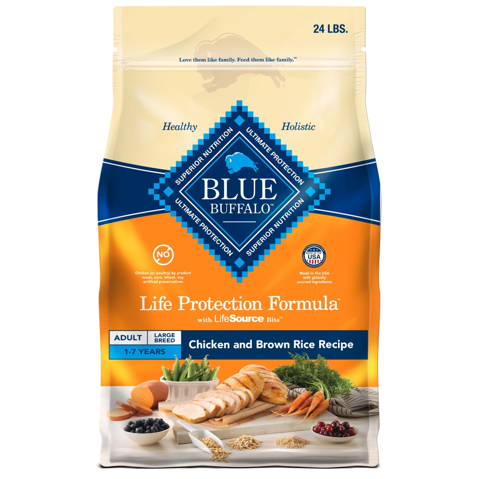 Blue Buffalo Life Protection Formula Natural Adult Large Breed Chicken and  Brown Rice Dry Dog Food, 34 lbs.