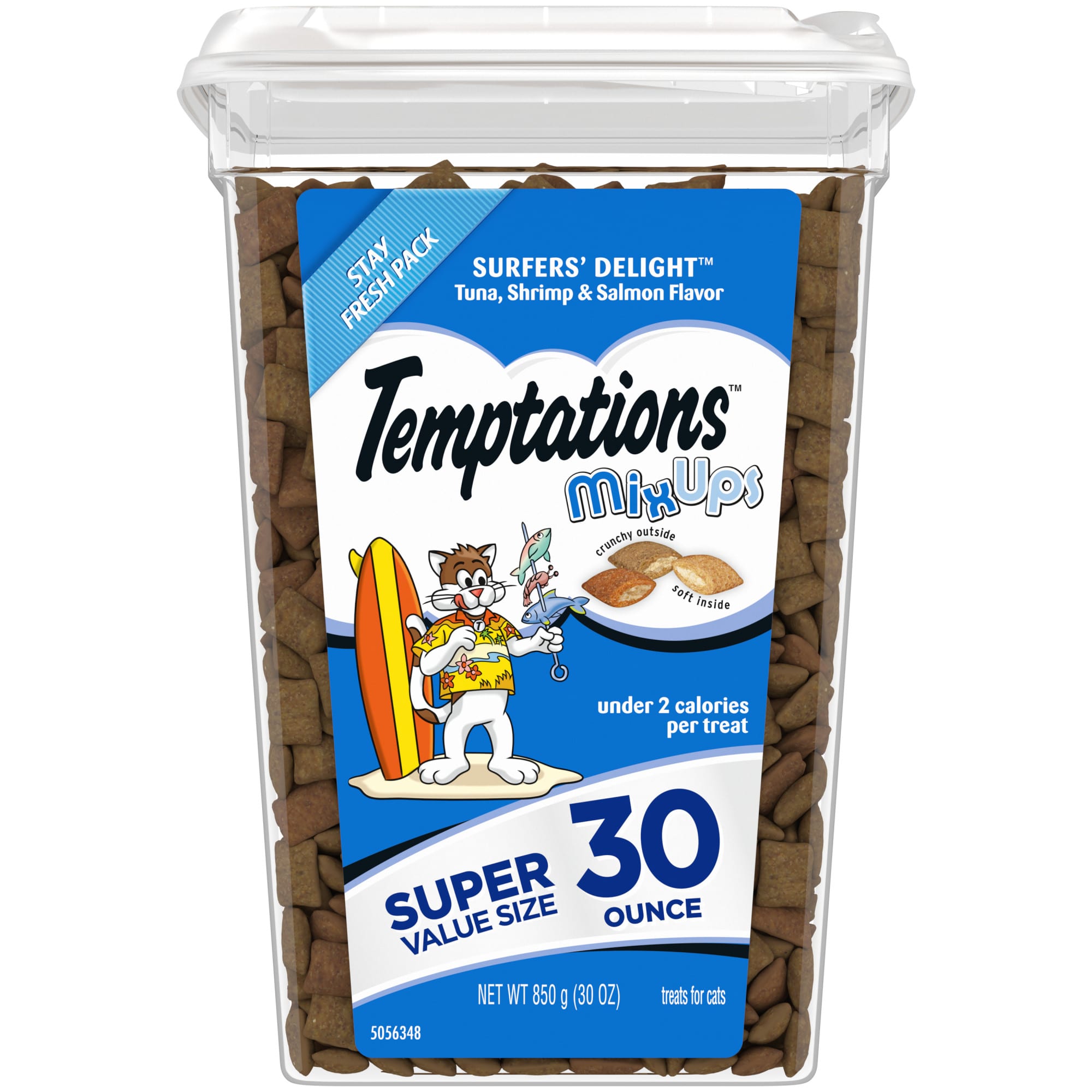 Temptations Mixups Tuna  Shrimp & Salmon Flavor Crunchy and Soft Cat Treats  30 oz Tub