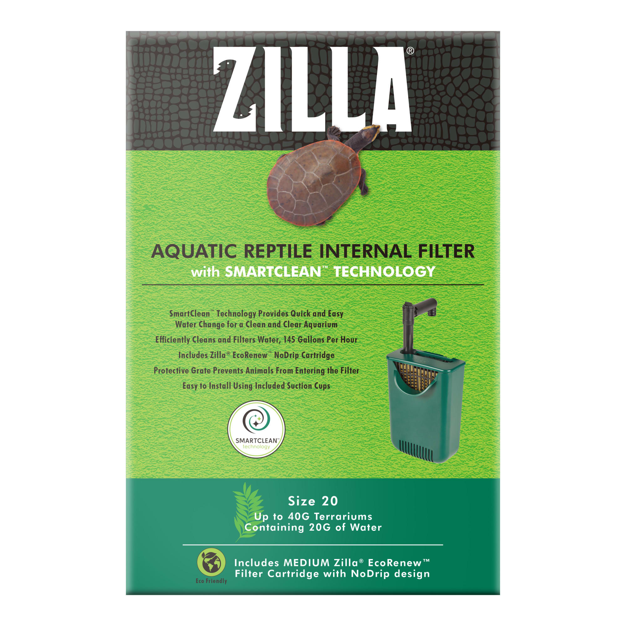 Zilla Aquatic Reptile Filter with SmartClean & EcoRenew