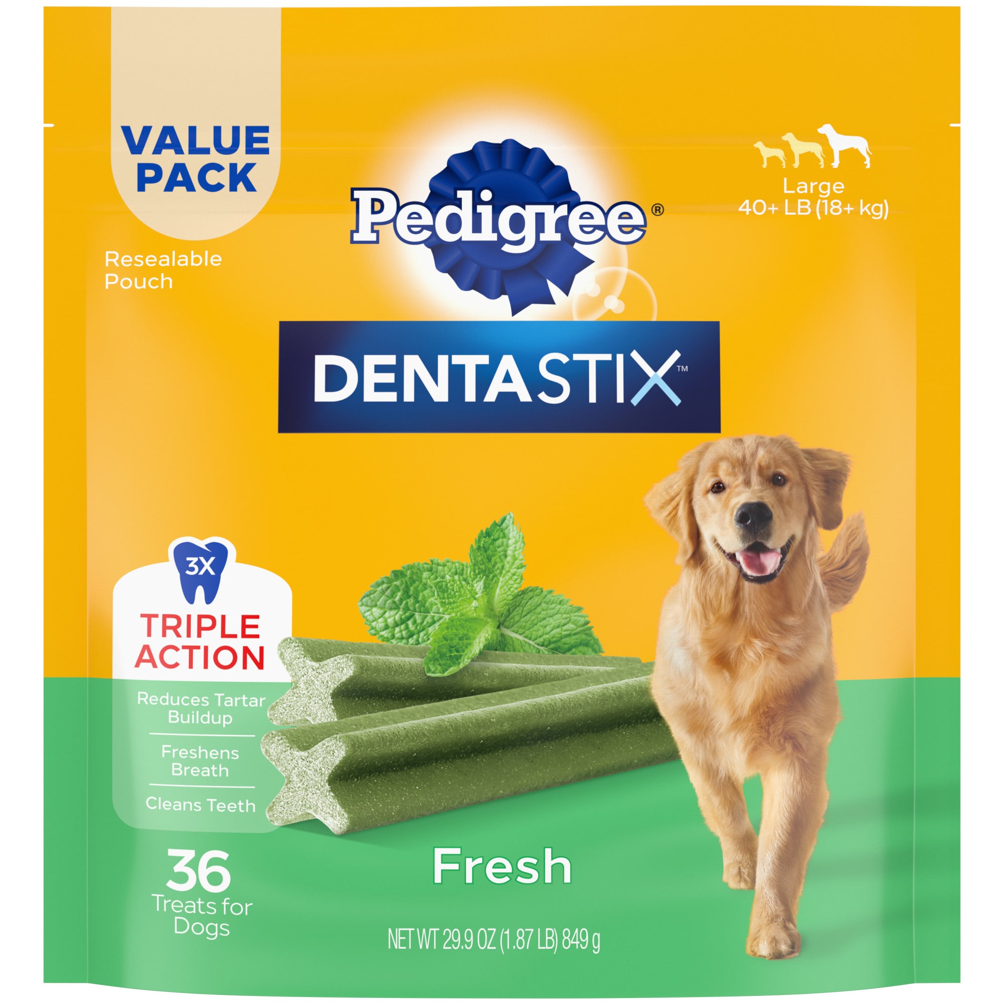 Pedigree Dentastix Fresh Flavor Bones Large Dog Dental Treats 1.87 lbs. Count of 36 Petco