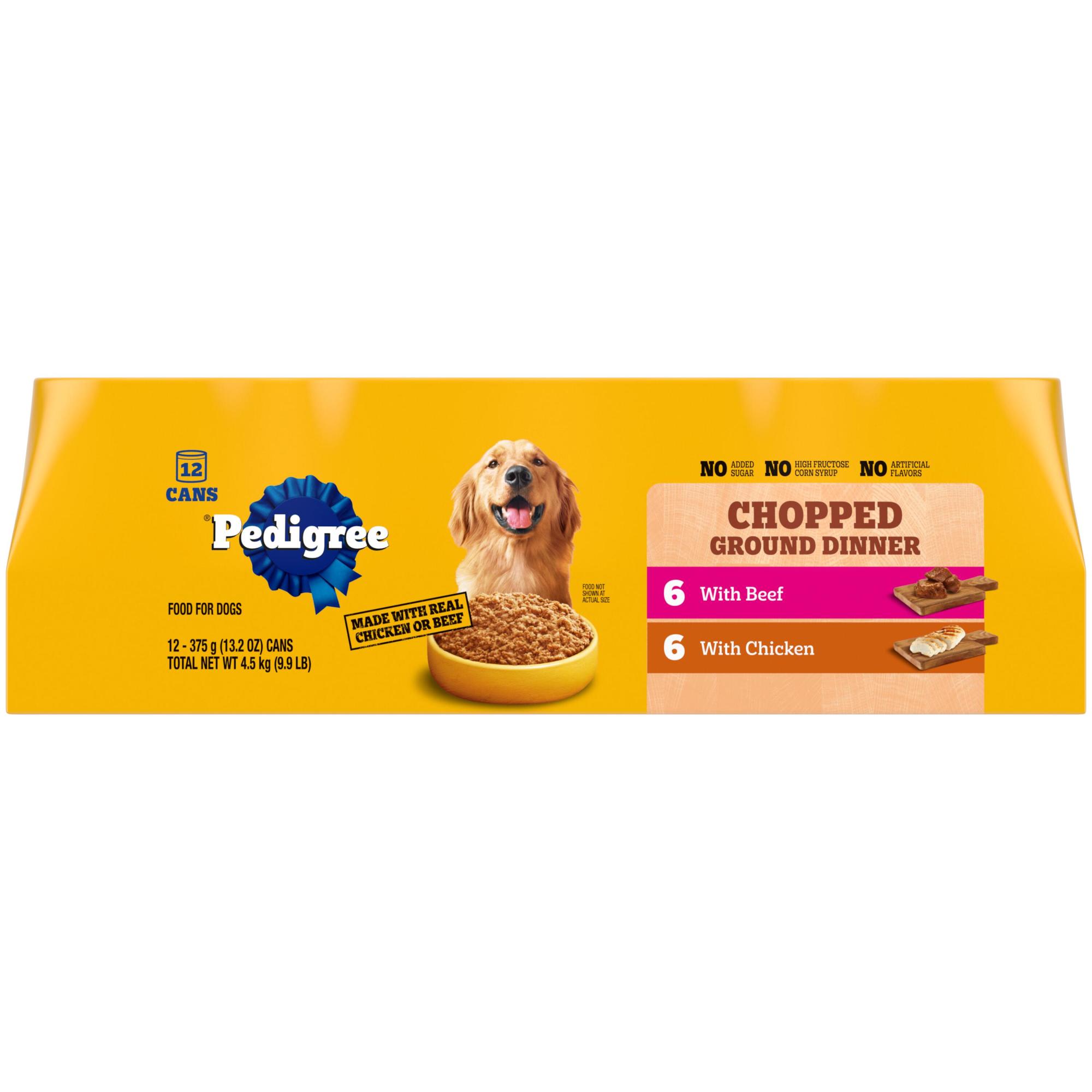 Pedigree Chopped Ground Dinner Adult Canned Soft Variety Pack with Chicken and with Beef Wet Dog Food 13.2 oz. Can Petco