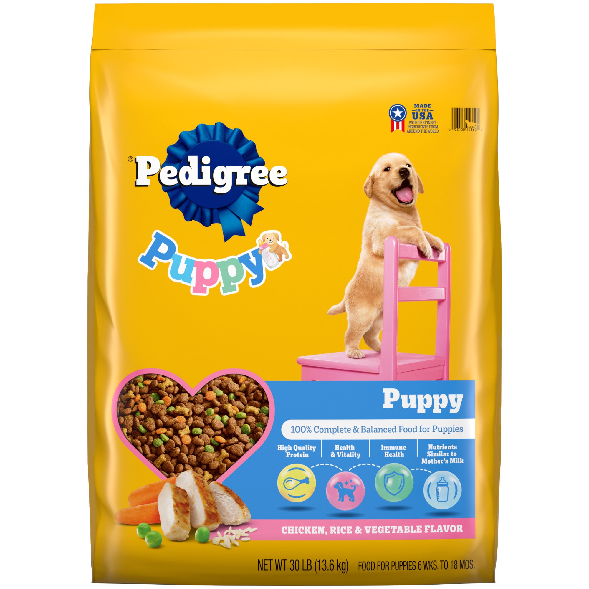 Pedigree Chicken Vegetable Flavor Puppy Growth Protection Dry Dog Food 30 lbs