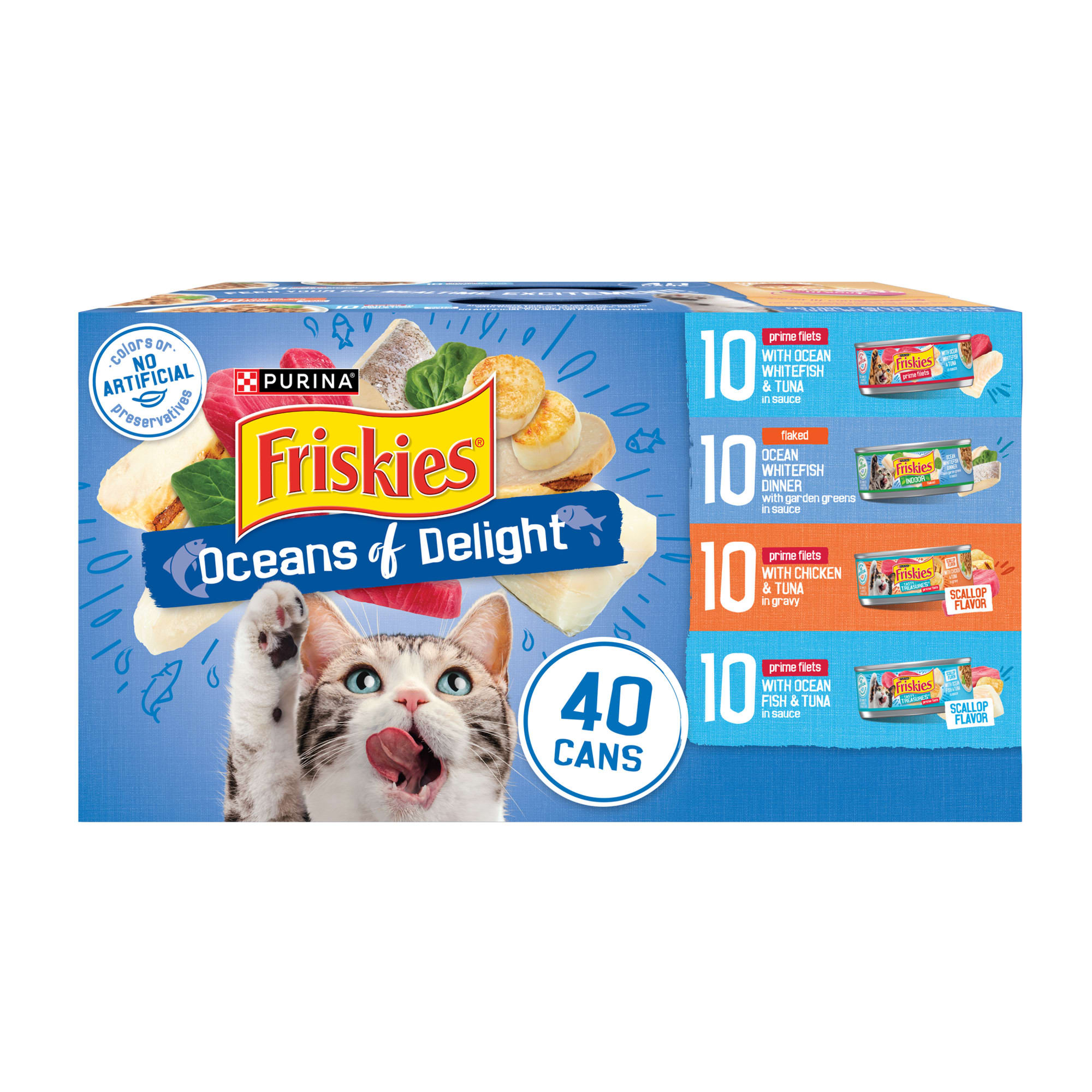 (Best by sep 2026) Purina Friskies Ocean Of Delight Gravy Wet Cat Food Variety Pack  5.5 oz Cans (40 Pack)