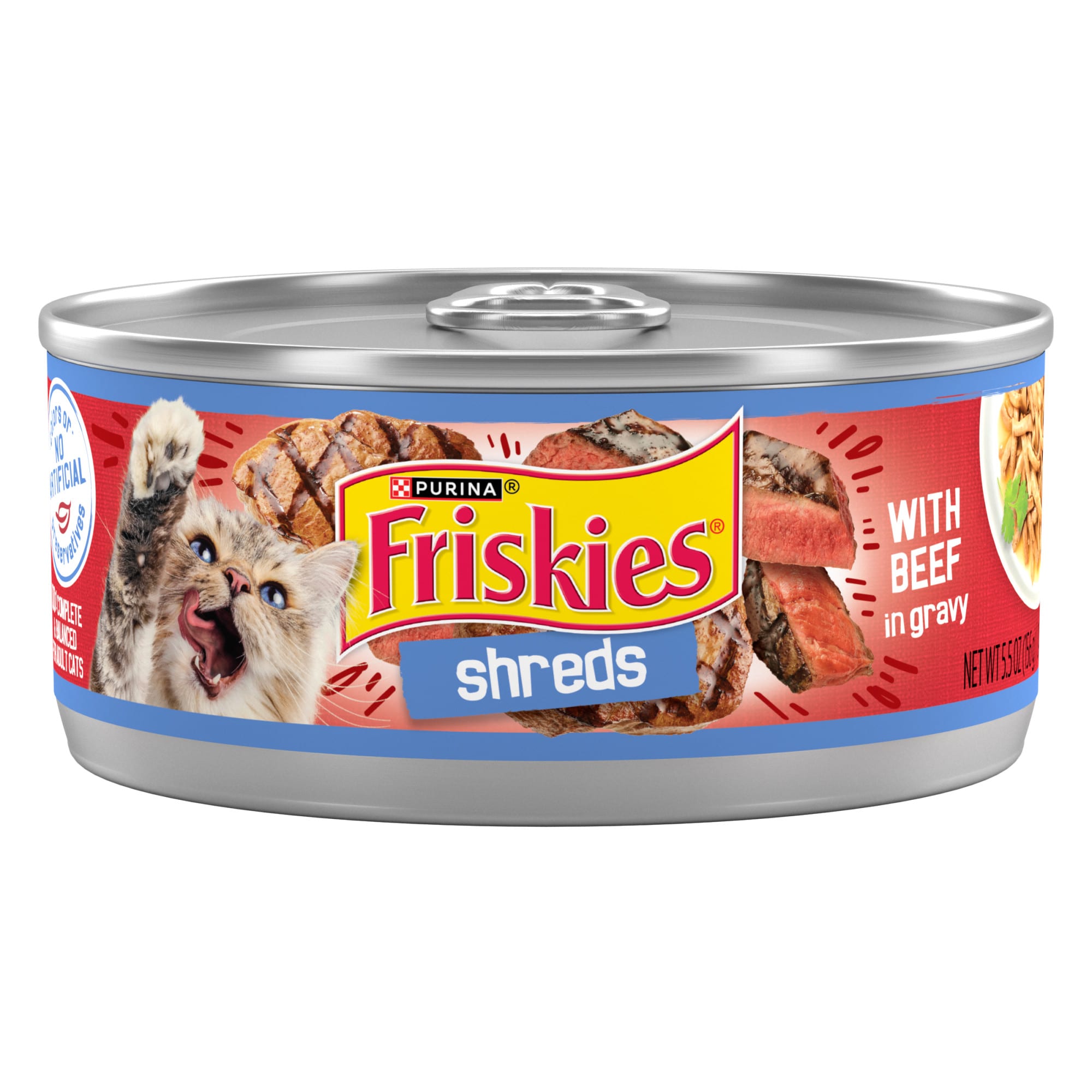 Friskies Shreds With Beef Gravy Wet Cat Food 5.5 oz. Case of 24