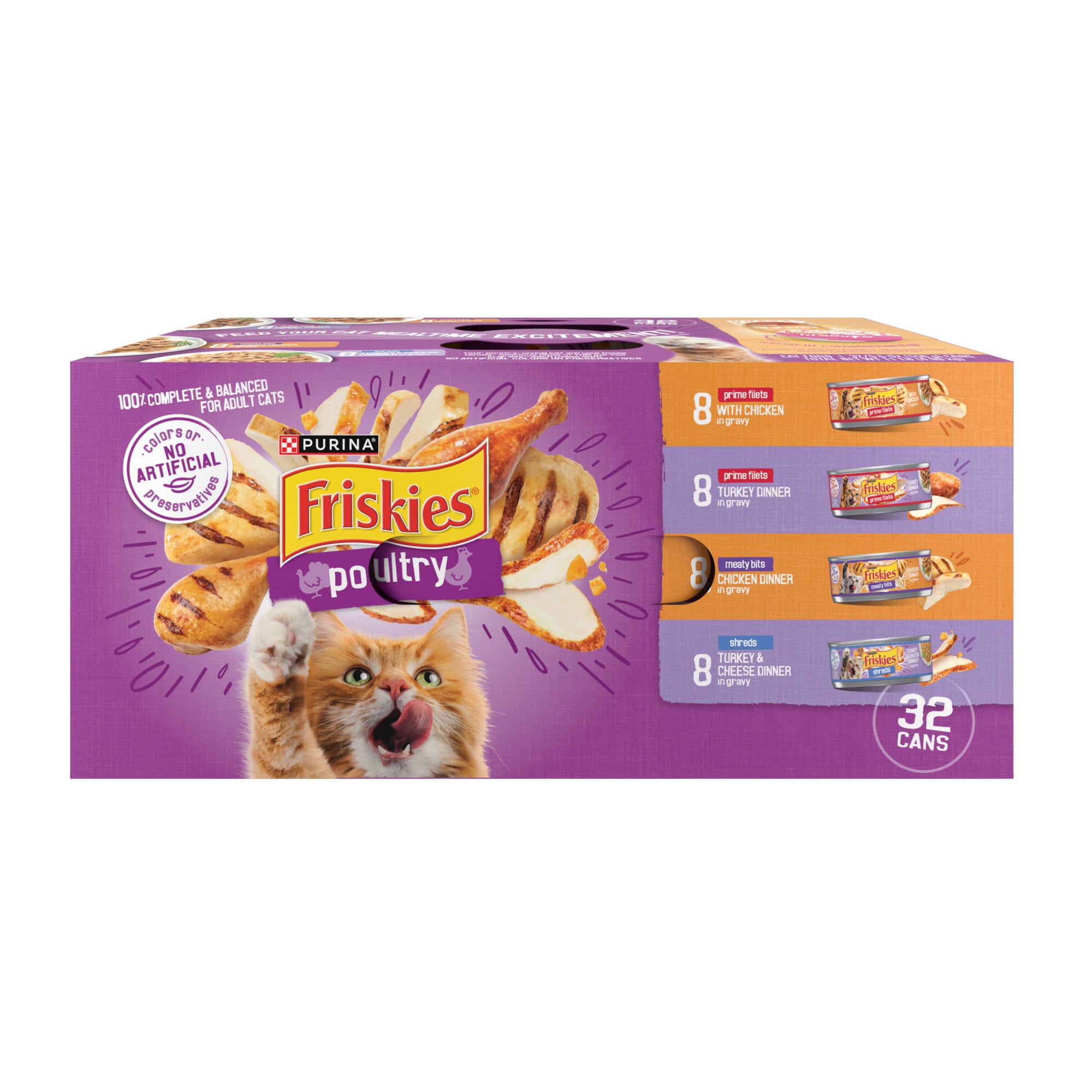 ( BBD 06/26 ).   Purina Friskies Poultry Gravy Wet Cat Food Variety Pack  5.5 oz Cans (32 Pack)