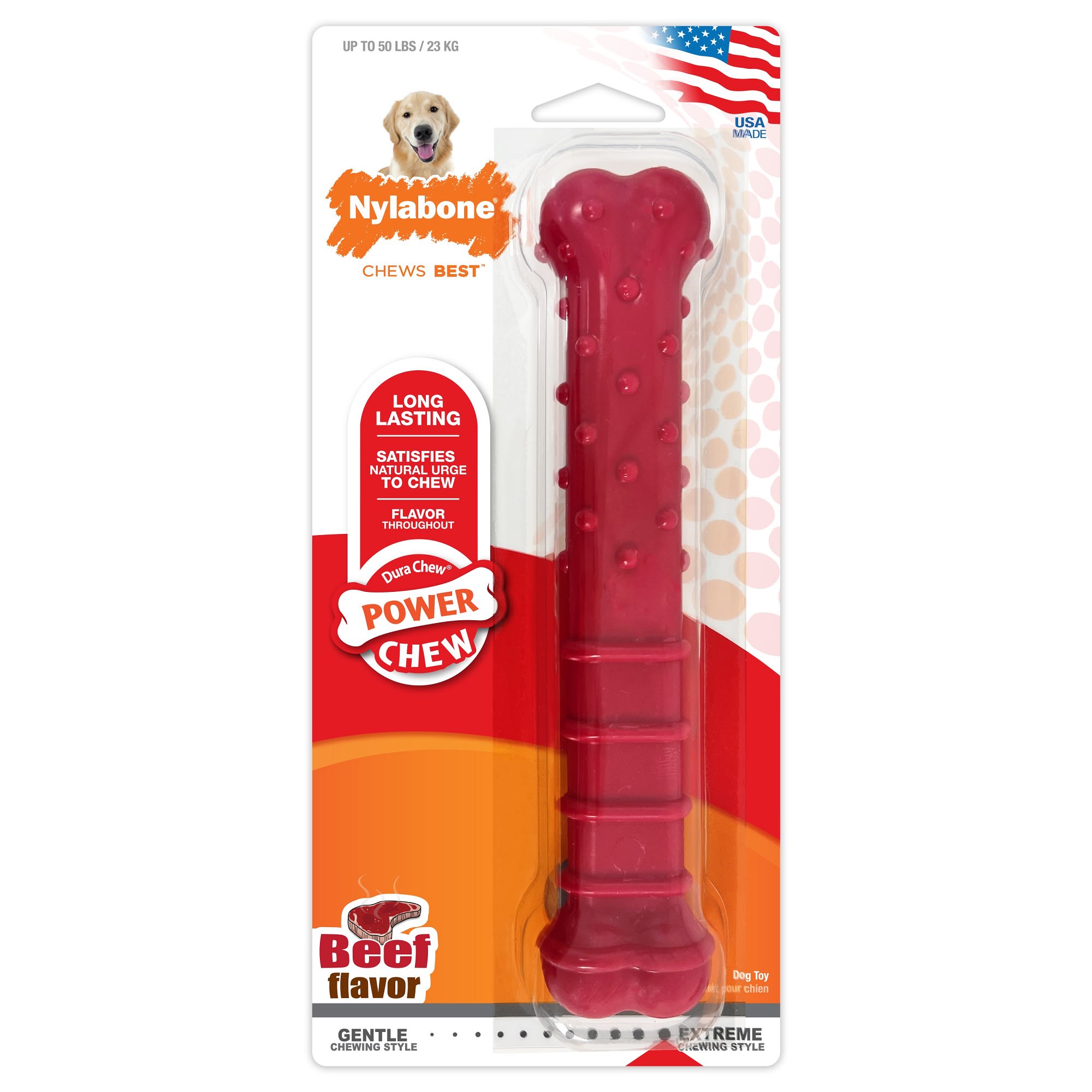 Nylabone Durable Beef Chew Toy for Large Dogs & Dental Care