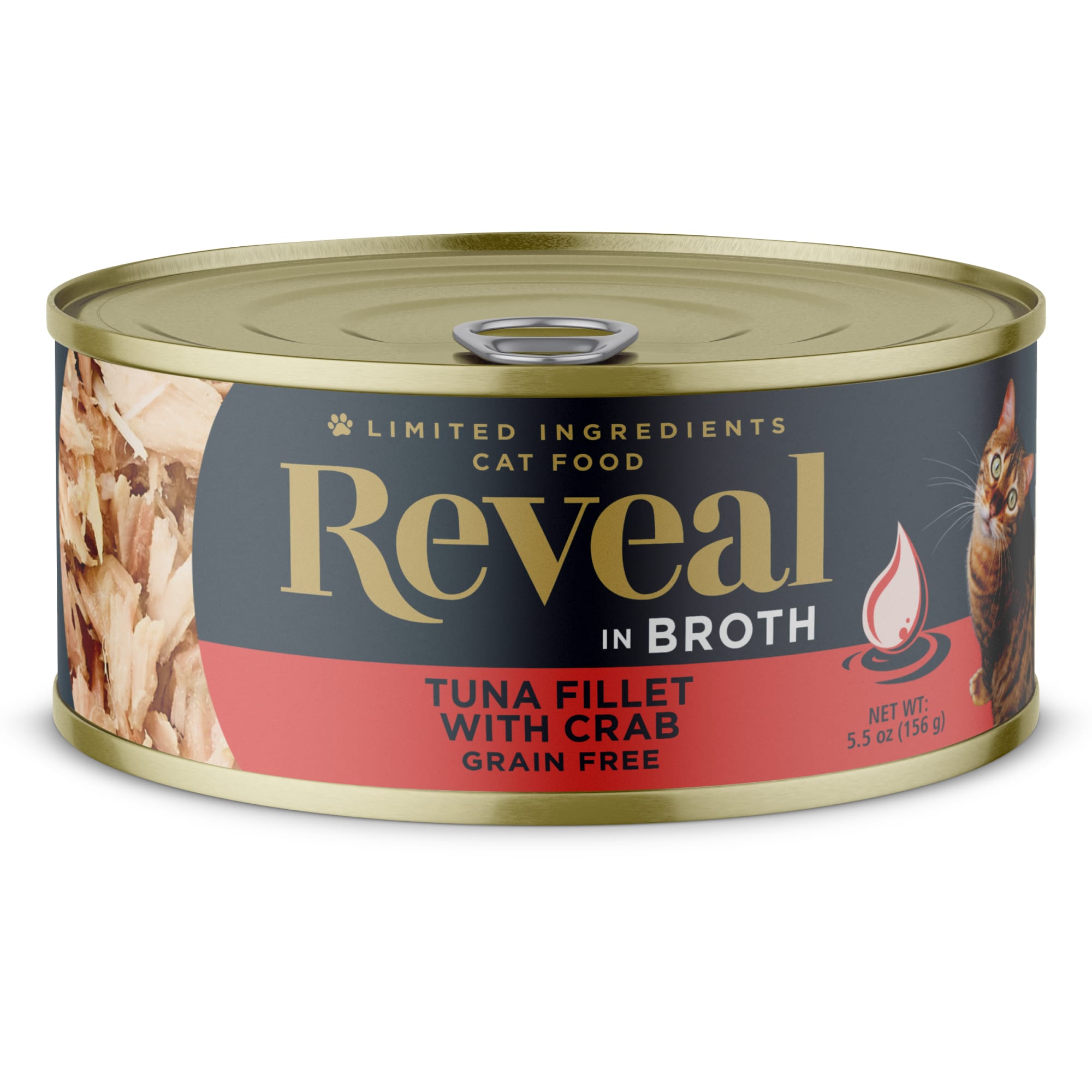 Reveal Limited Ingredient Natural Grain Free Tuna Fillet with Crab in Broth Wet Food for Cats 5.5 oz. Case of 12