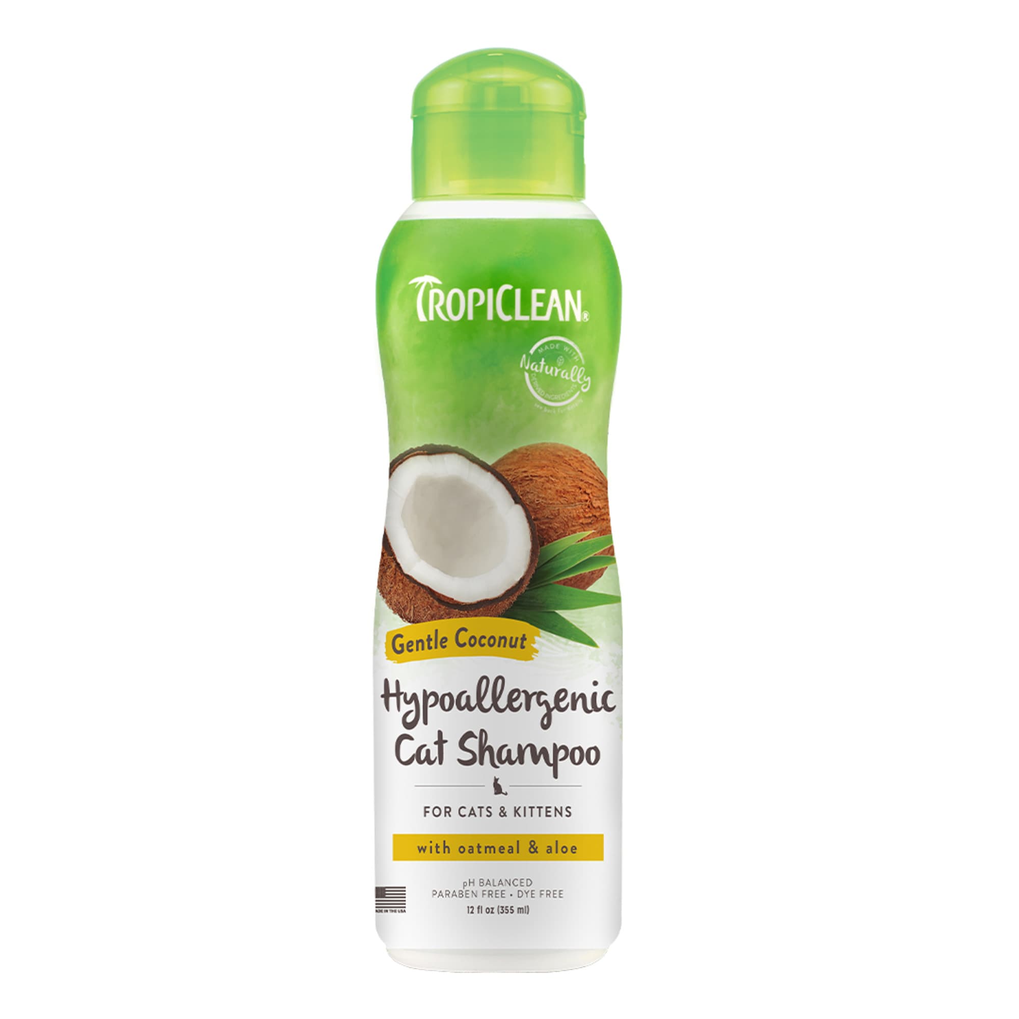 TropiClean Gentle Coconut Hypoallergenic Cat Kitten Shampoo 12 fl. oz