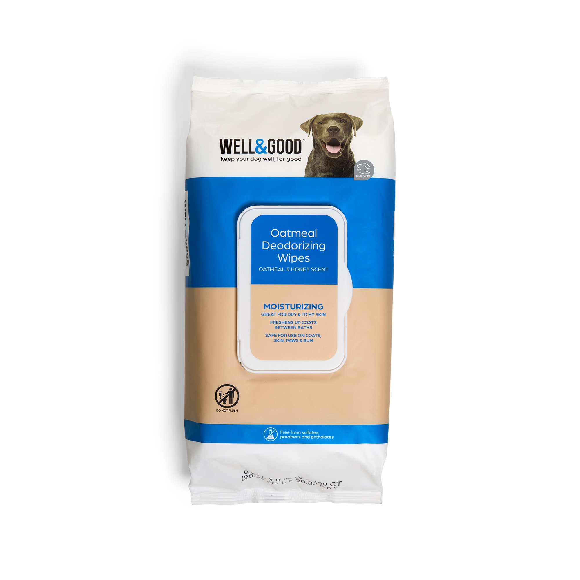 Well Good Honey Oatmeal Deodorizing Dog Wipes 100 ct