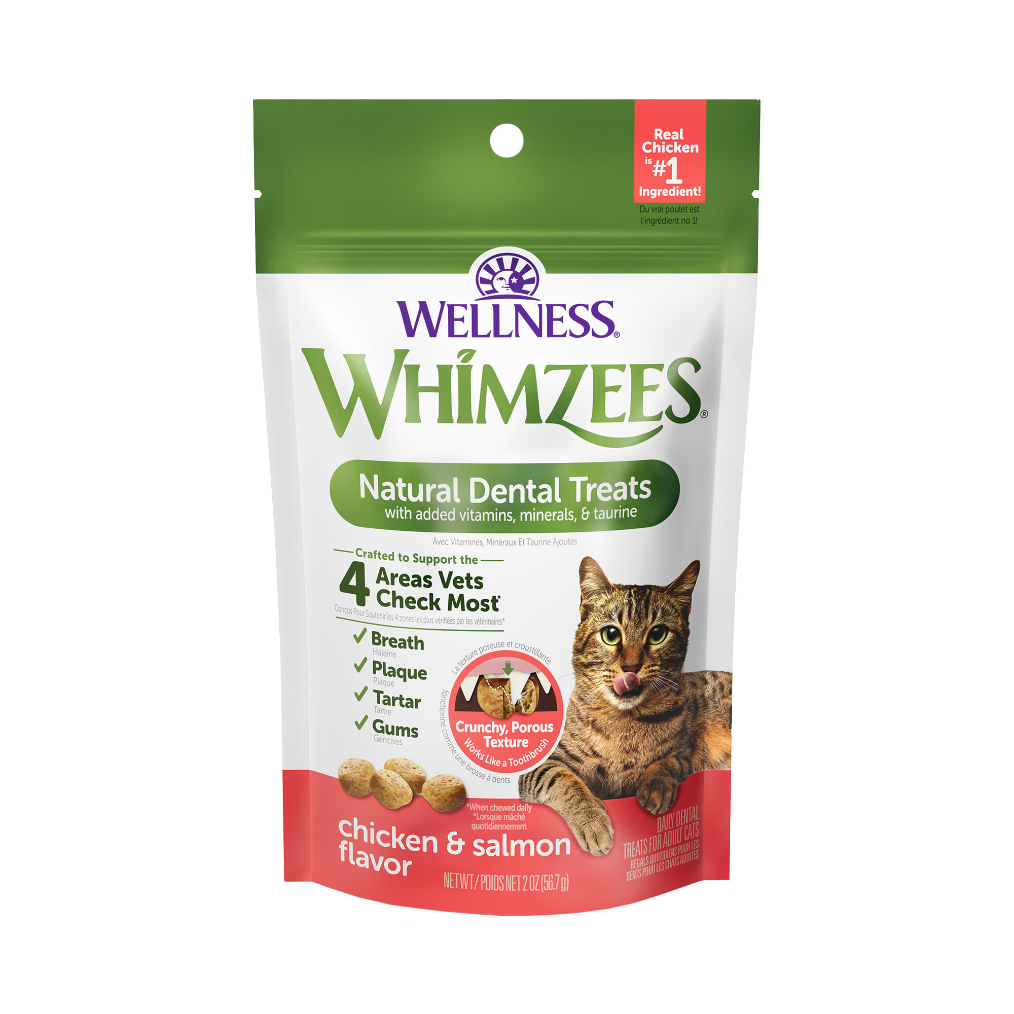 Whimzees Wellness Natural Chicken & Salmon Flavor Cat Dental