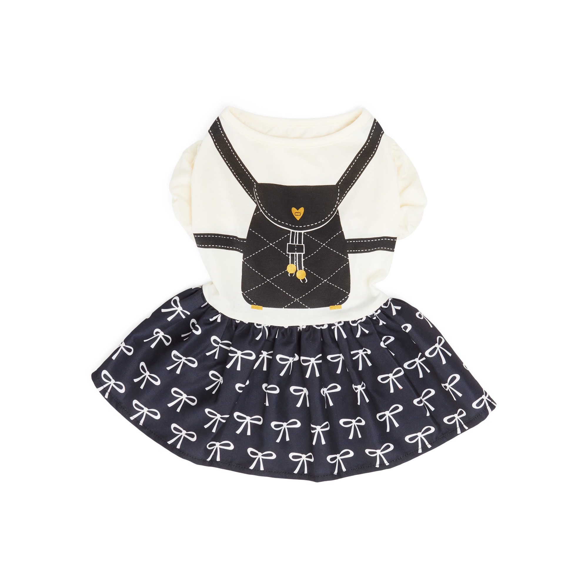 YOULY XXSmall Backpack Dress for Dogs, Black & White