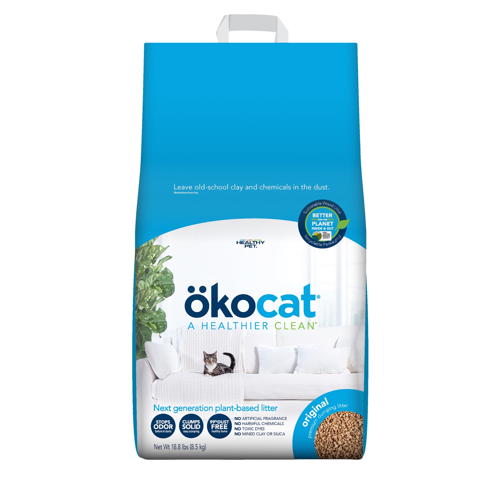 Okocat Original Premium Clumping Wood 12.6 lb Cat Litter