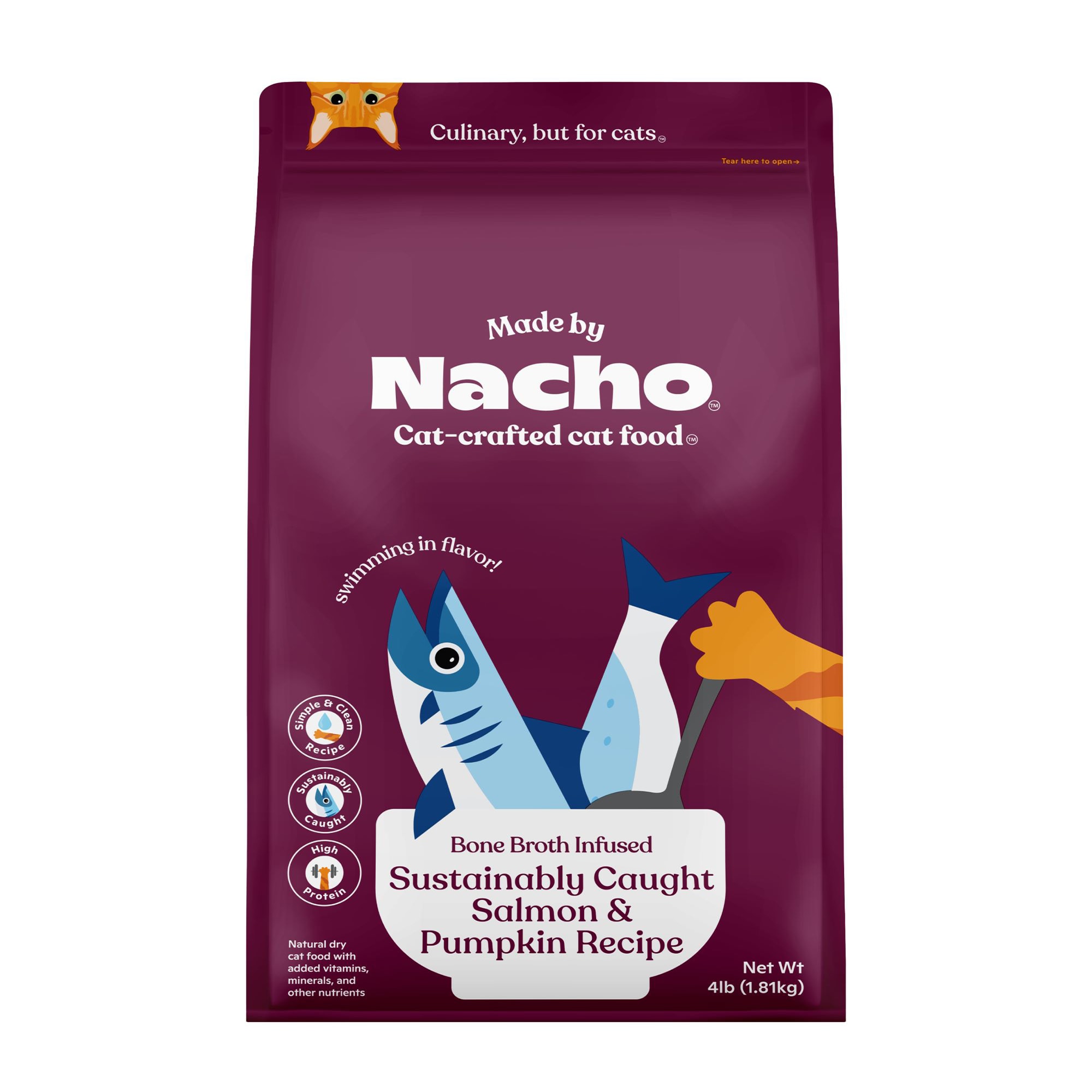 Made by Nacho Salmon & Pumpkin Bone Broth Cat Food 4 lbs