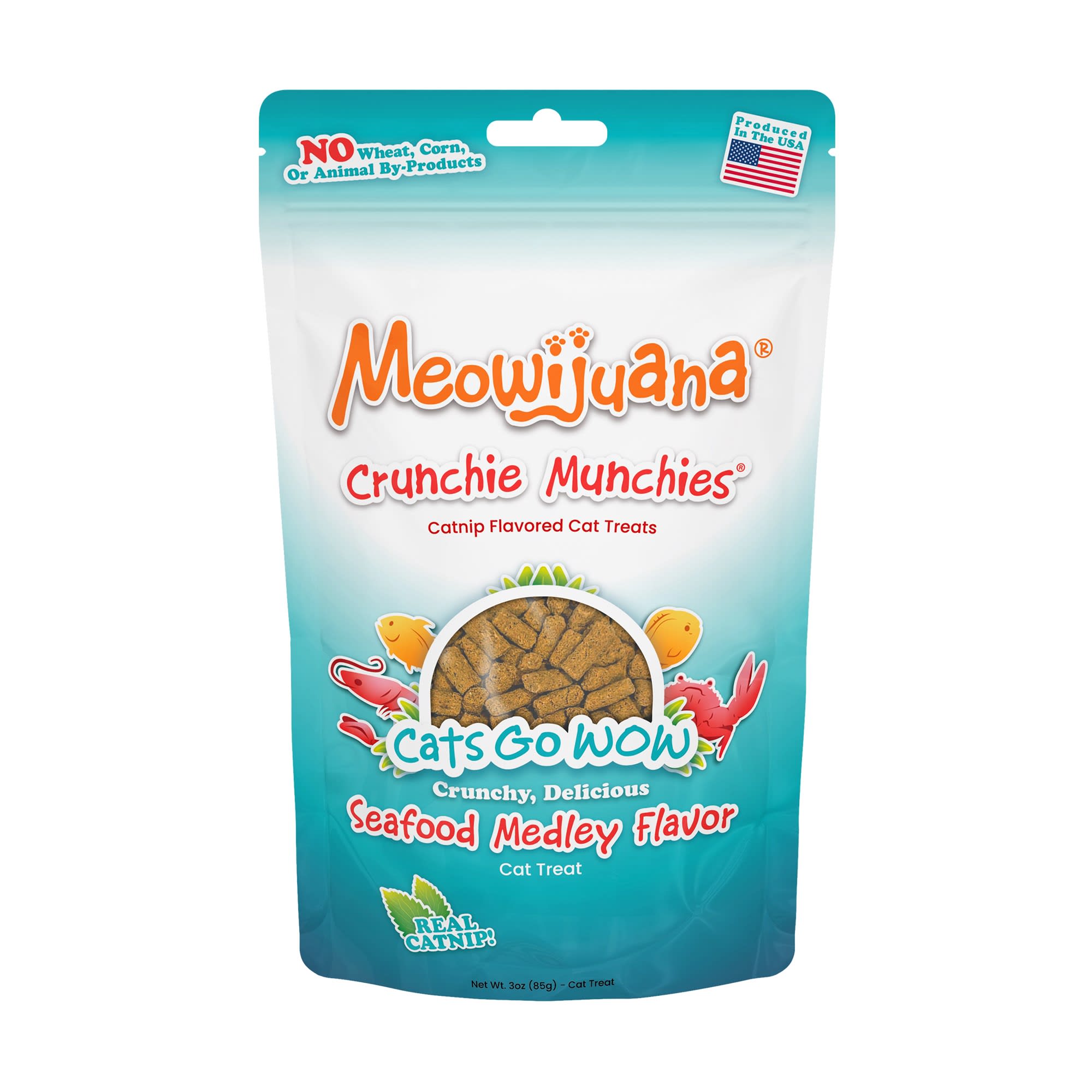 Meowijuana Crunchie Munchie Catnip Treats Seafood Medley Cat Toy Small Petco