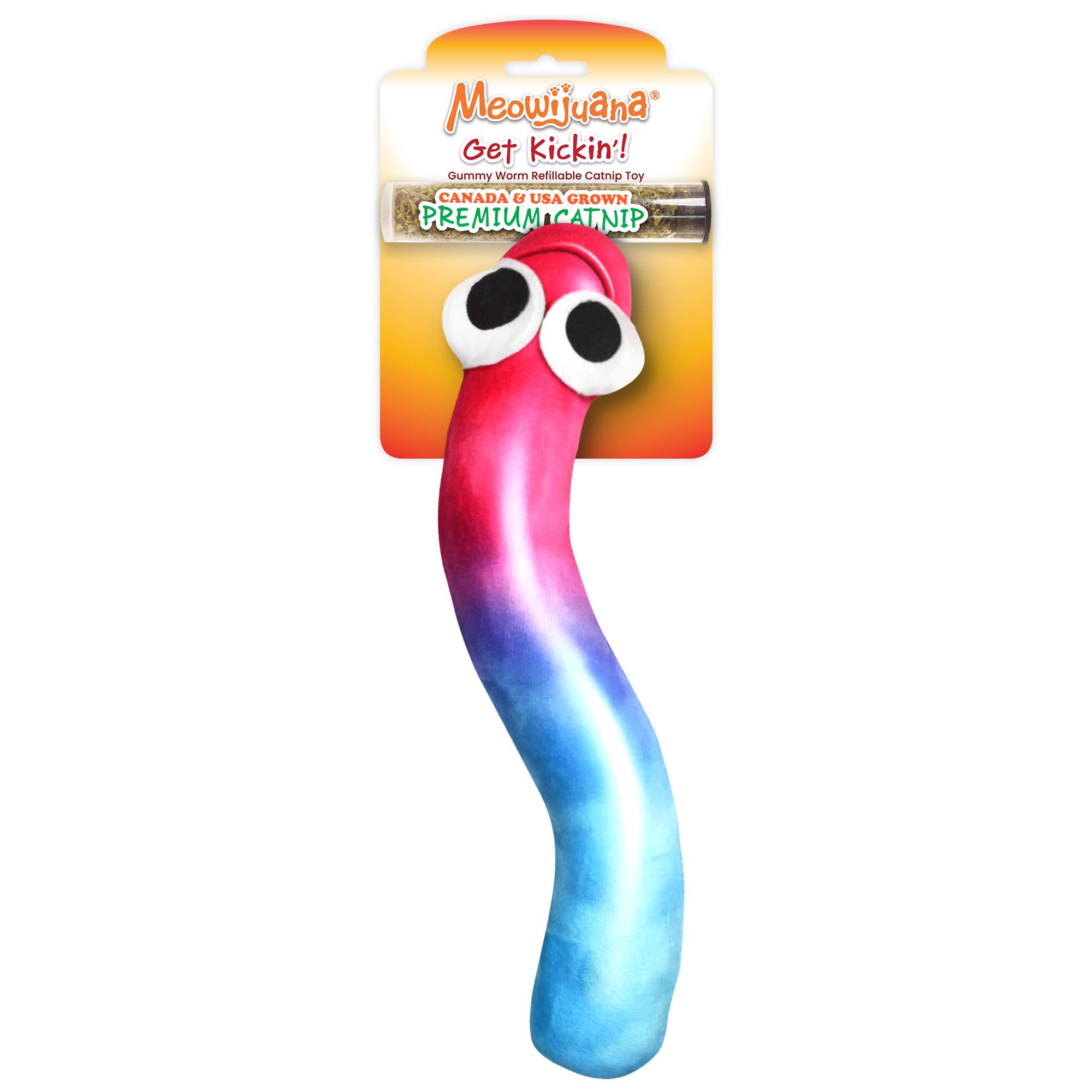 Meowijuana Get Kickin' Refillable Gummy Worm Cat Toy, Small