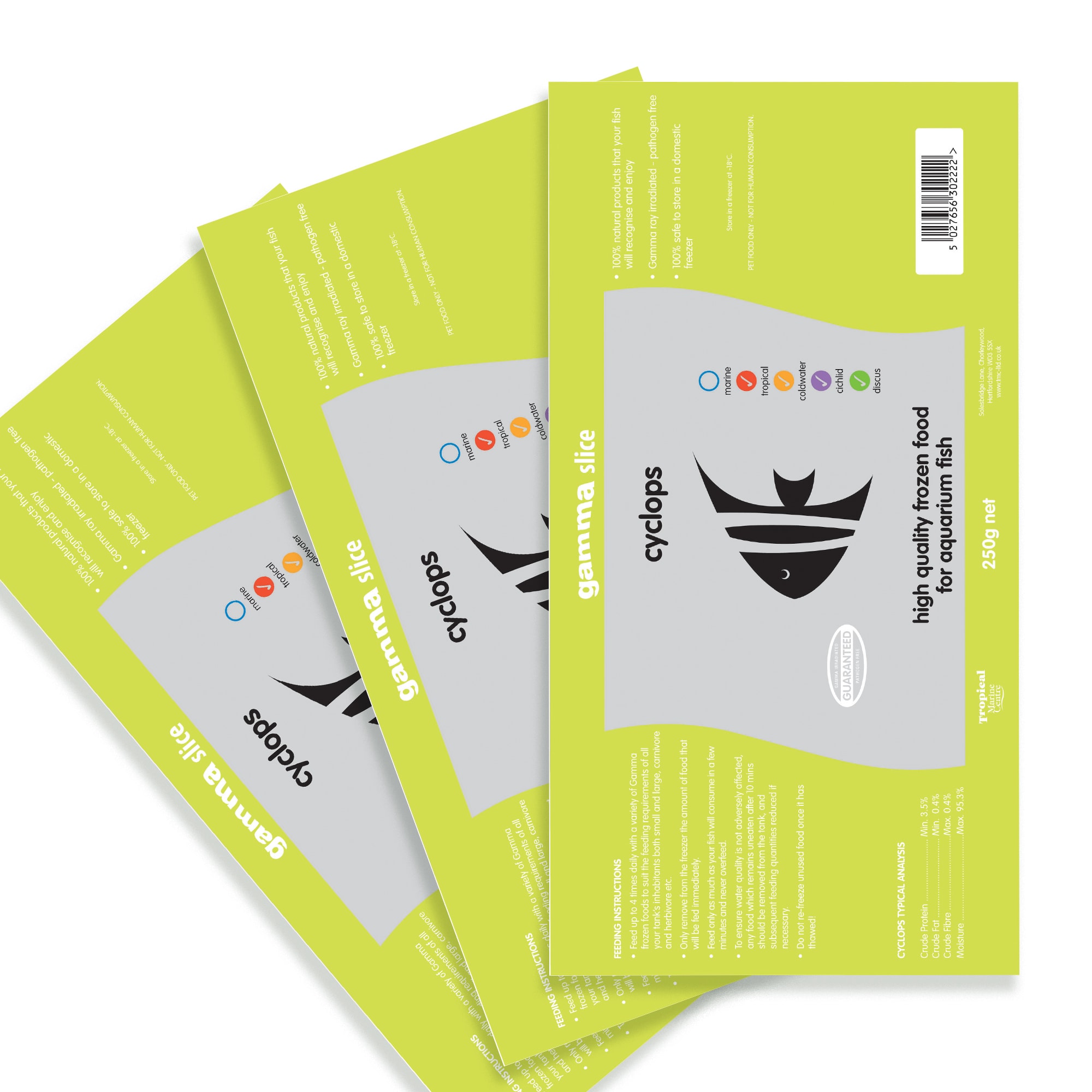 Gamma Cyclops Frozen Fish Food 750g Pack of 3