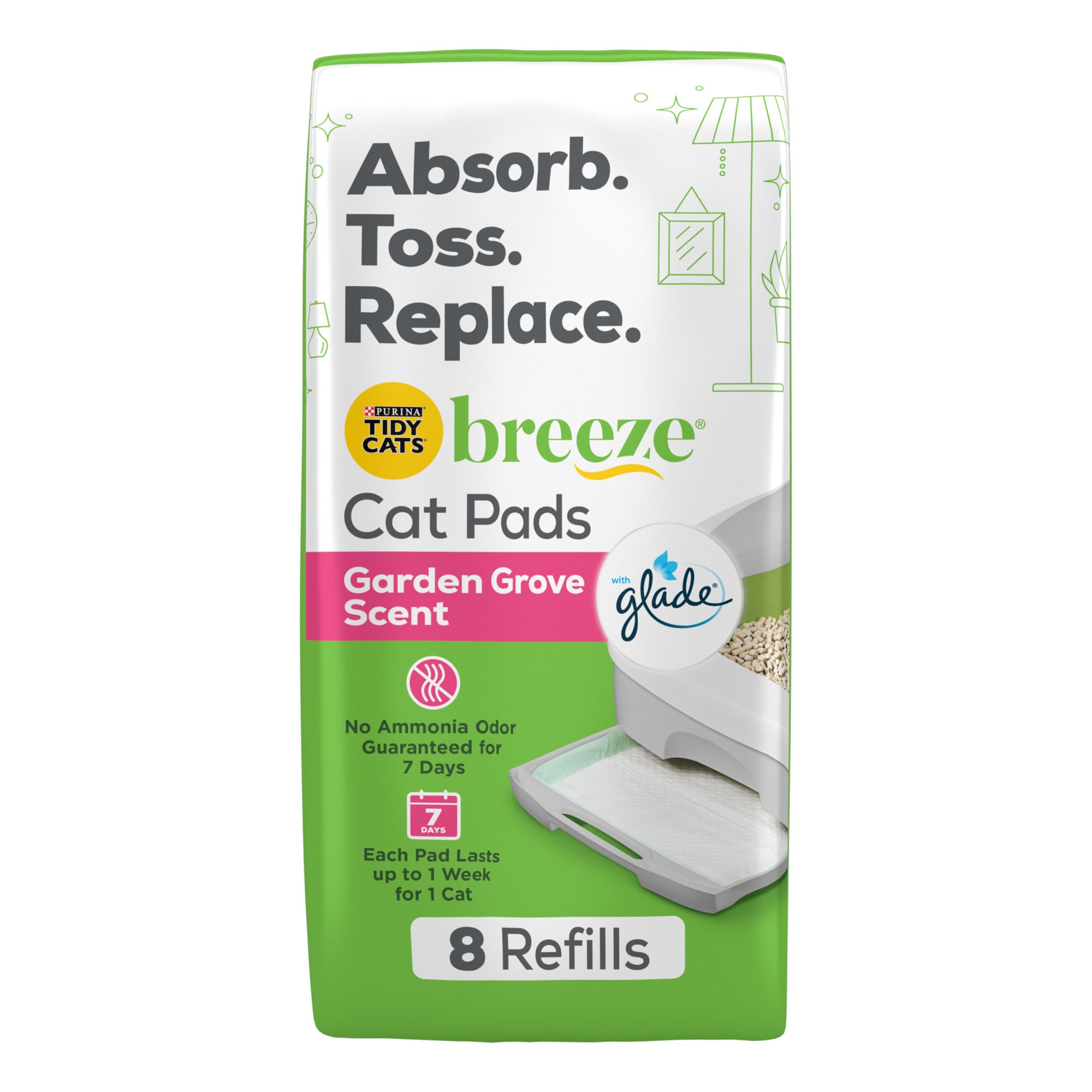 Tidy Cats Breeze with Glade Garden Grove Scent Cat Litter Pads Refill ...