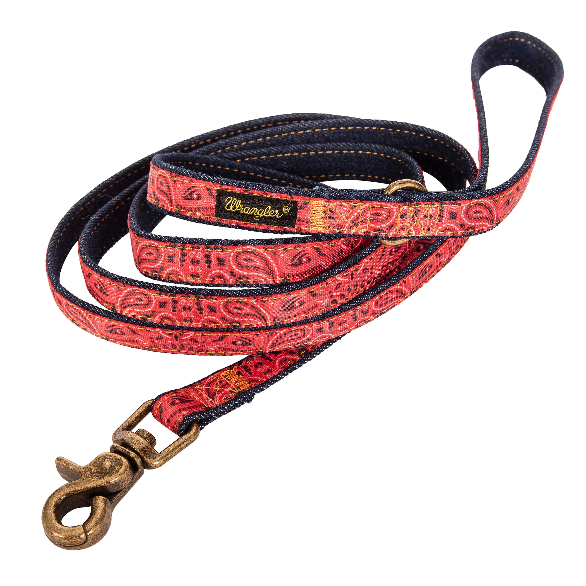 Wrangler Red Paisley and Denim Dog Lead, X-Small/Small, 6 ft. | Petco