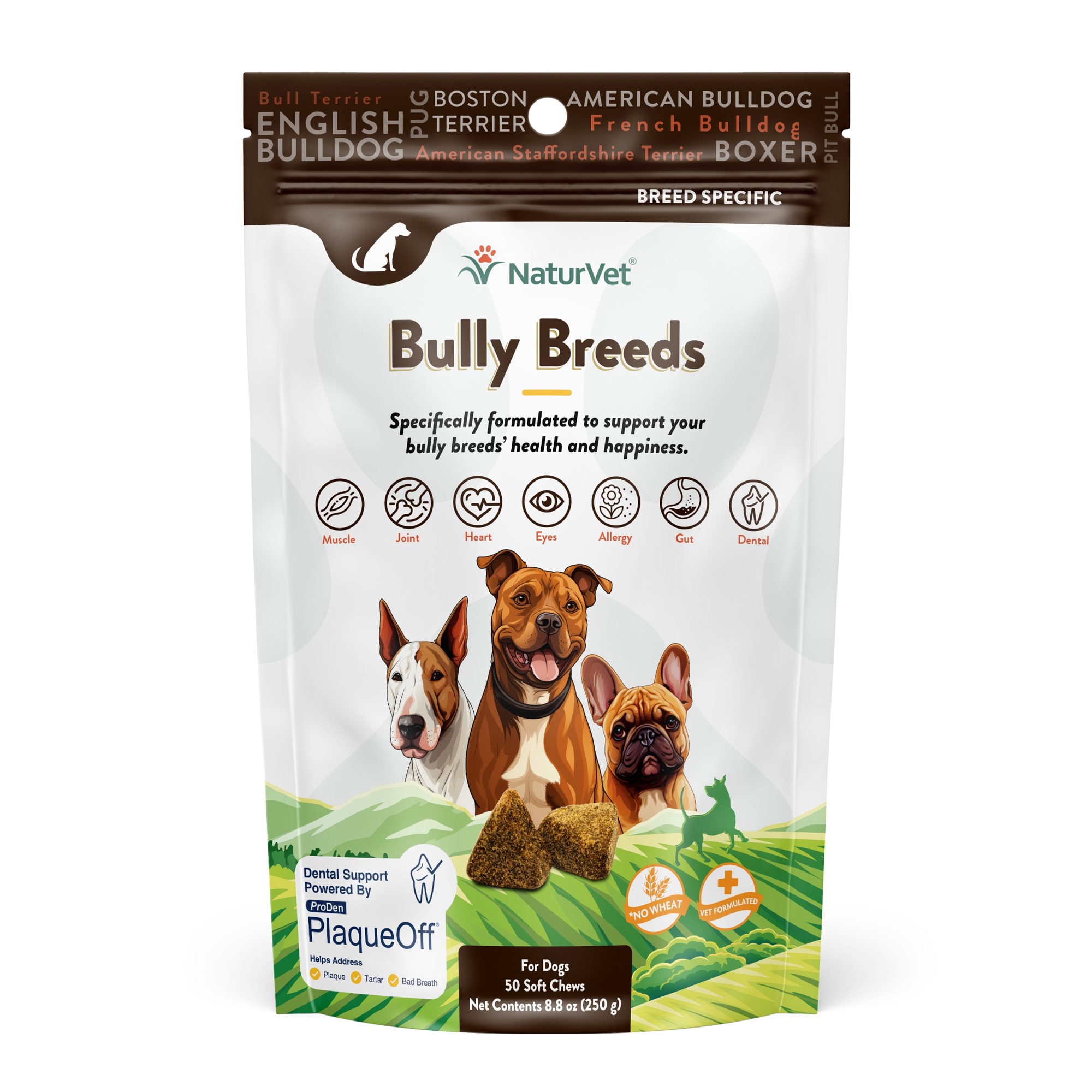 NaturVet Breed Specific Bully Breed Dogs Soft Chews, Count of 50