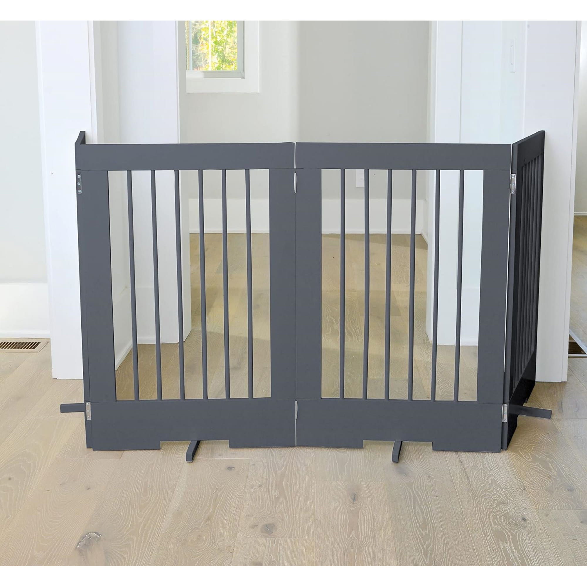 Cardinal Gates Gray 4-Panel Freestanding Gate for Pets, 76