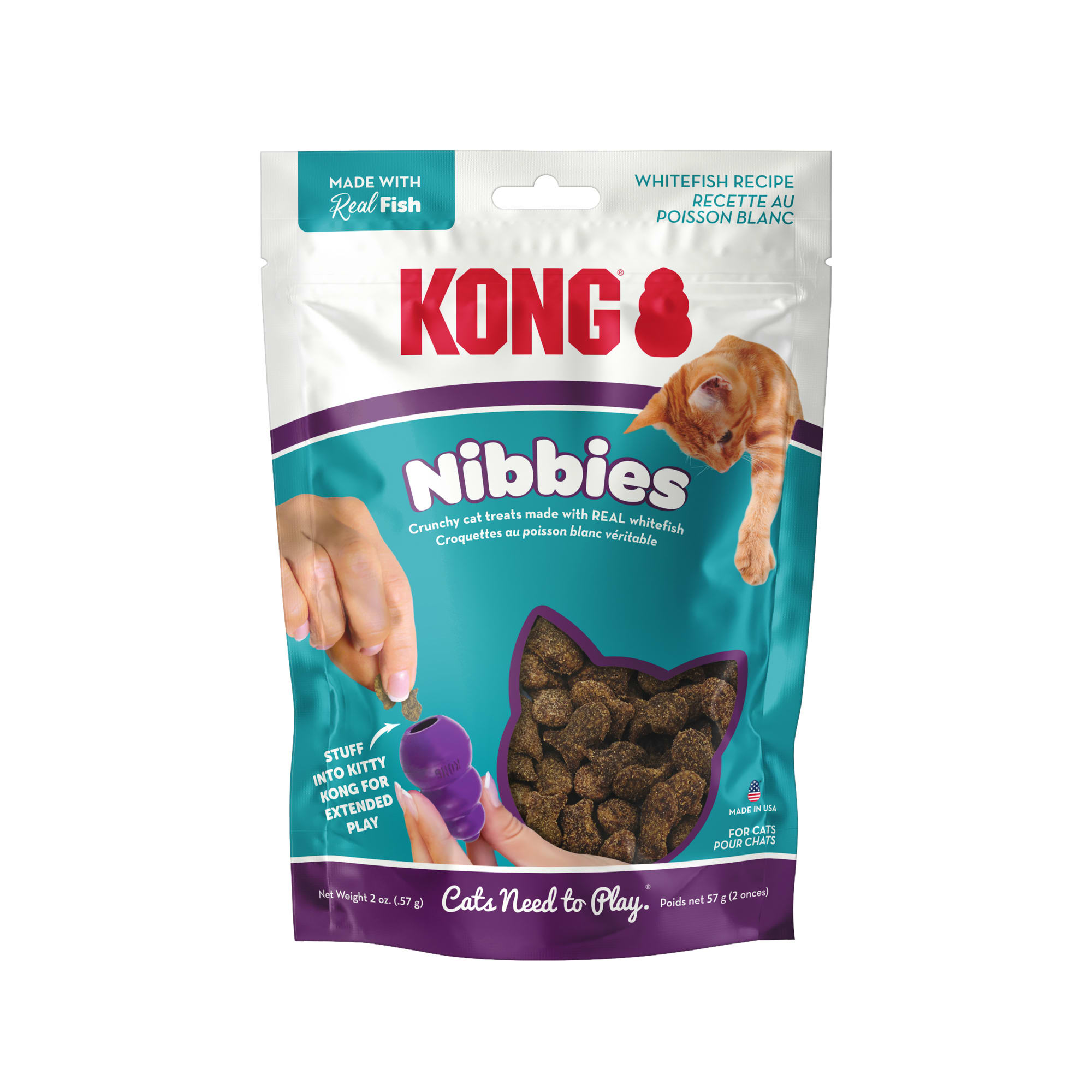 KONG Nibbies Whitefish Crunchy Cat Treat & Toy, 2 oz
