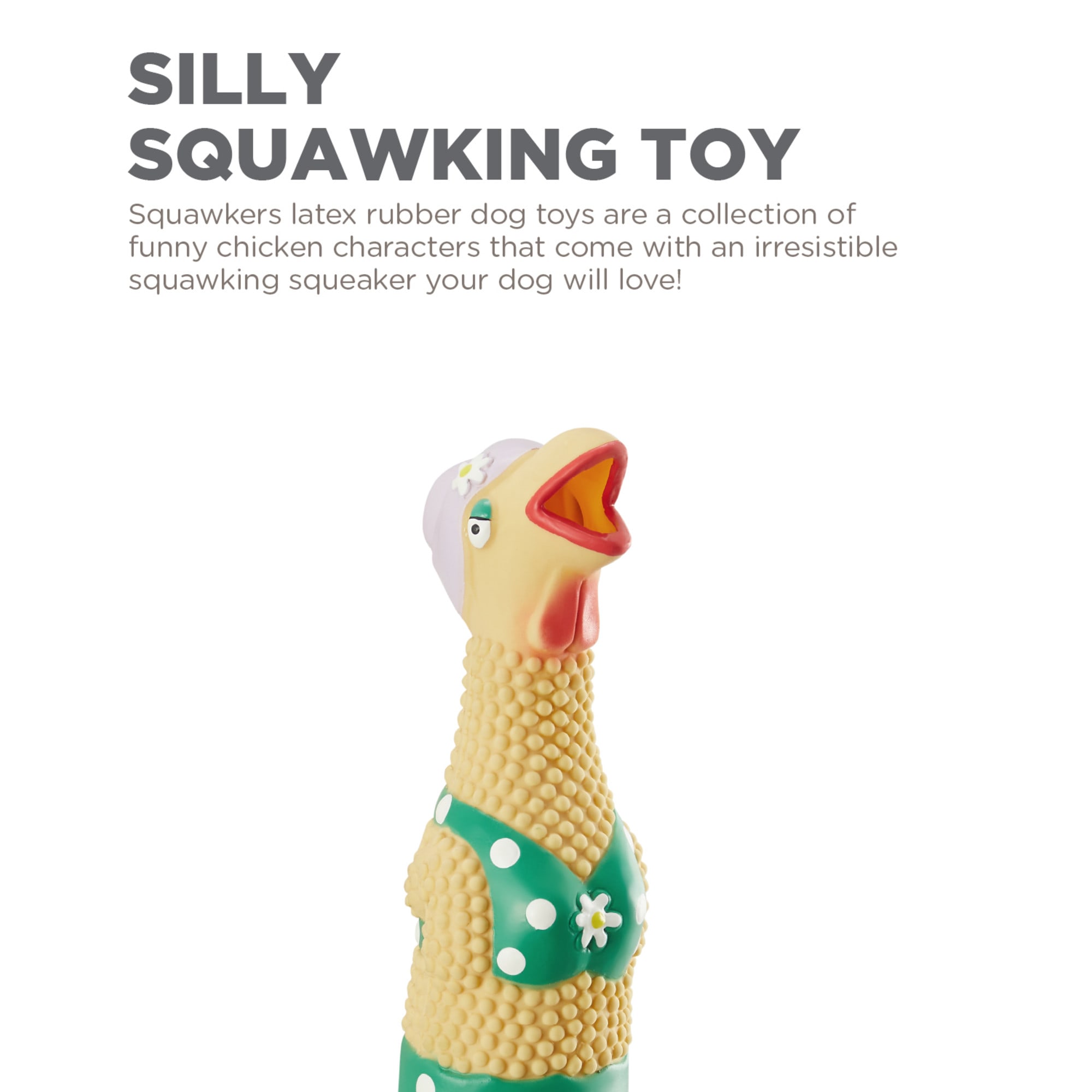 Outward Hound Squawkers Grandma Hippie Chick Latex Rubber Chicken