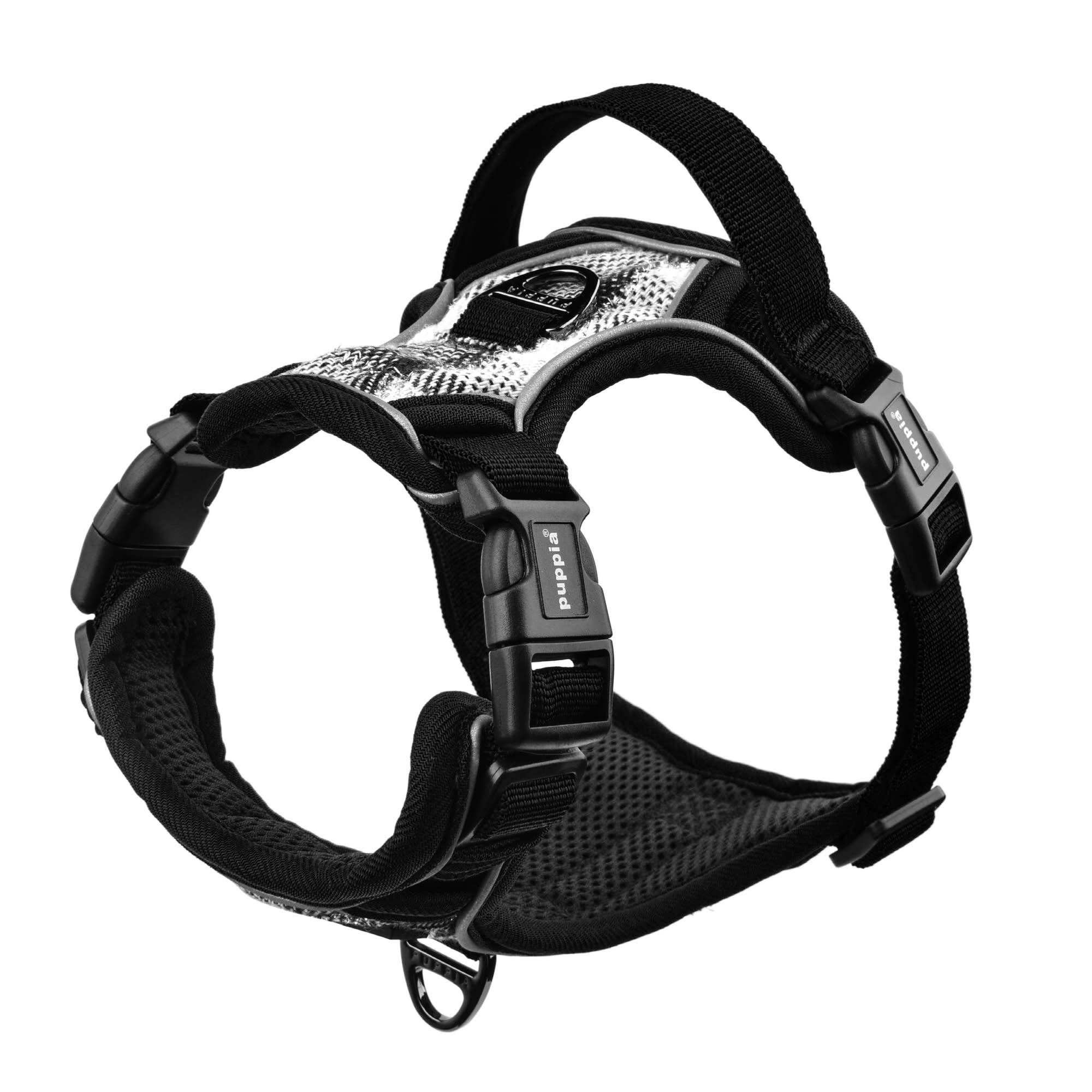 Puppia Black Garrett Medium Dog Harness with Reflective Straps & Handle