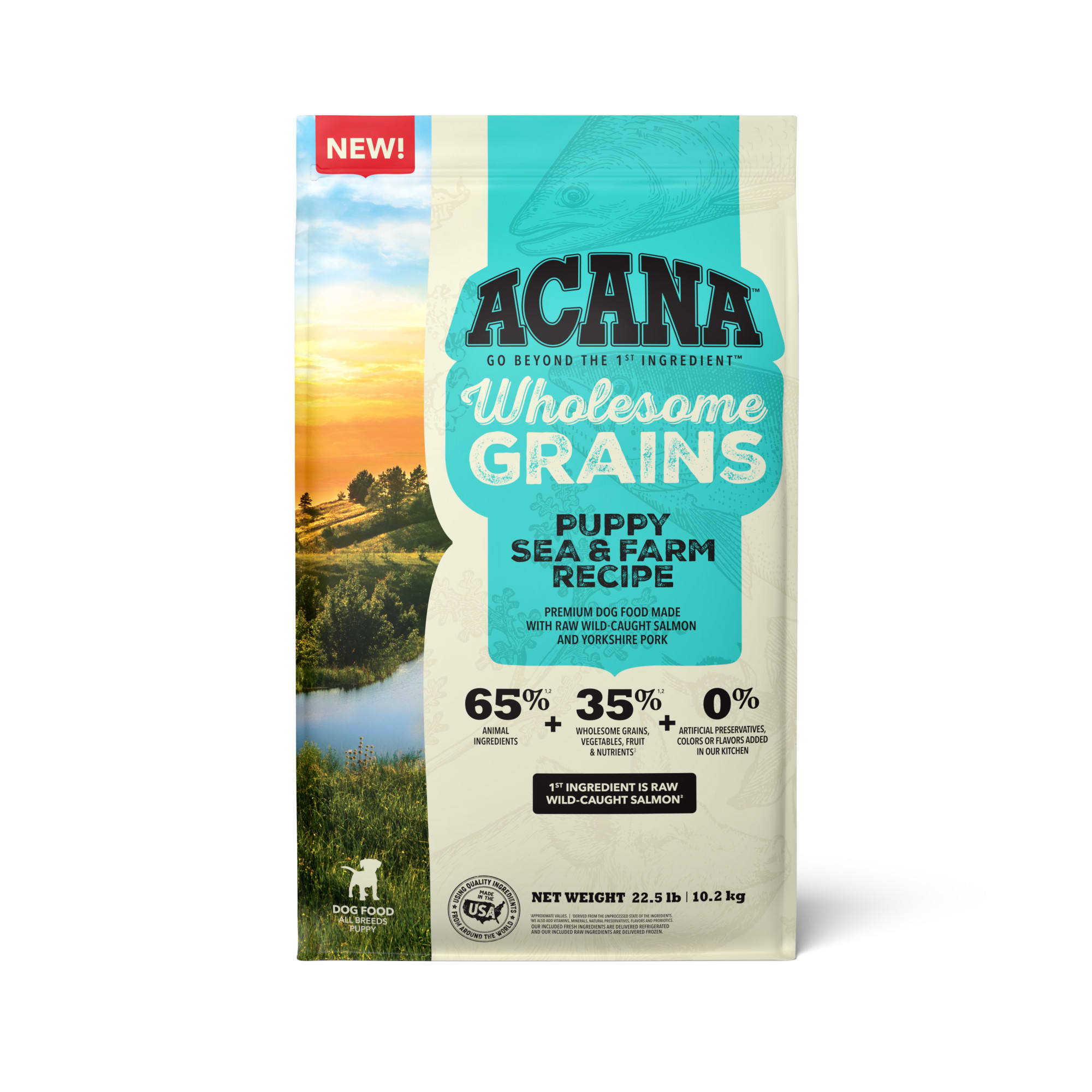 ACANA Wholesome Grains Puppy Sea & Farm Recipe Dry Dog Food, 22.5 lbs ...