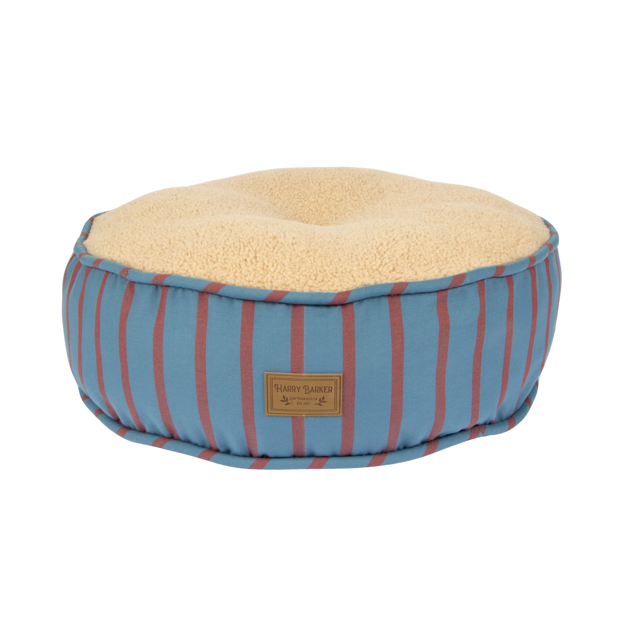 Harry Barker Striped Sherpa Pouf & EcoFriendly Pet Bed