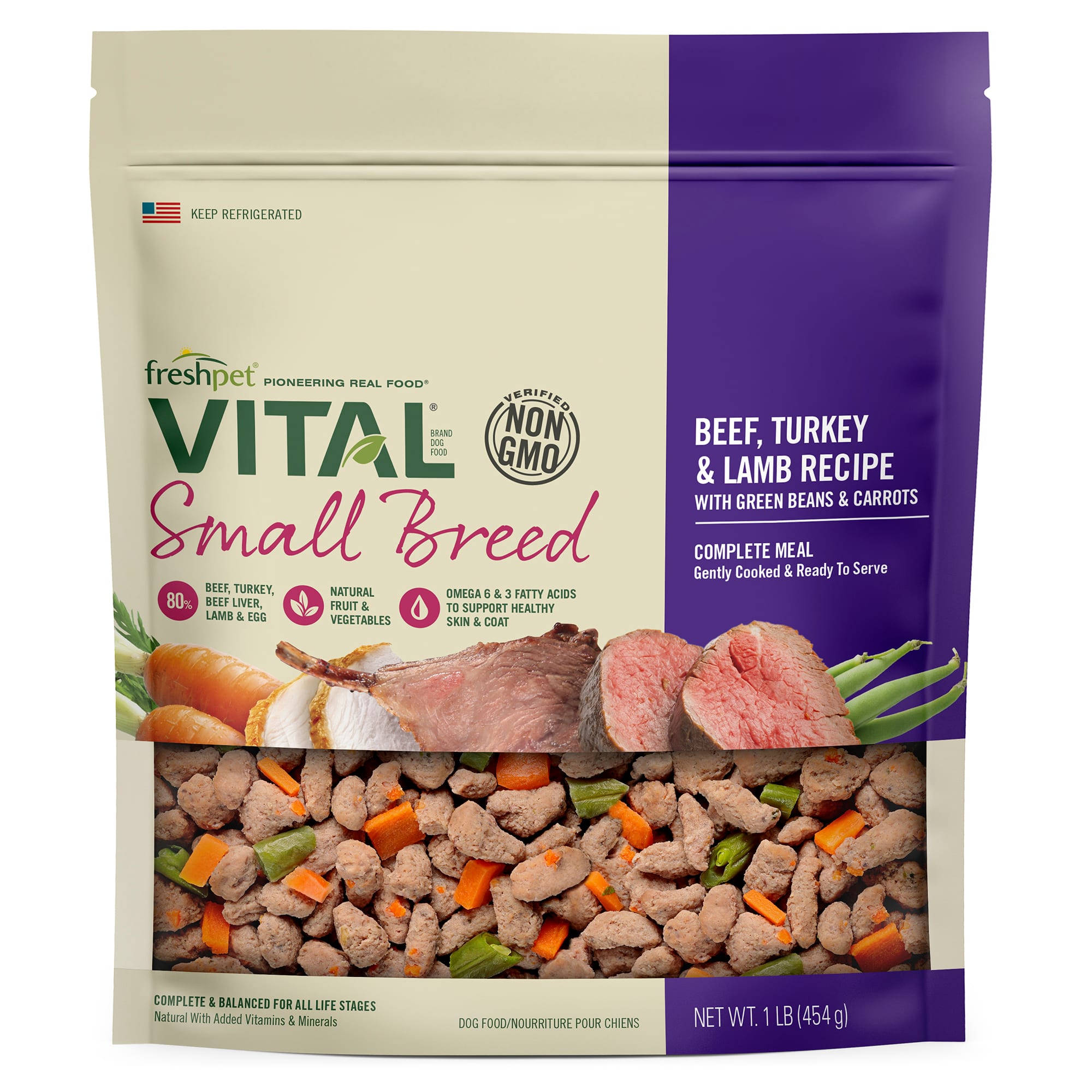 Freshpet Vital Small Breed Beef Turkey Lamb Dog Food 1 Lb