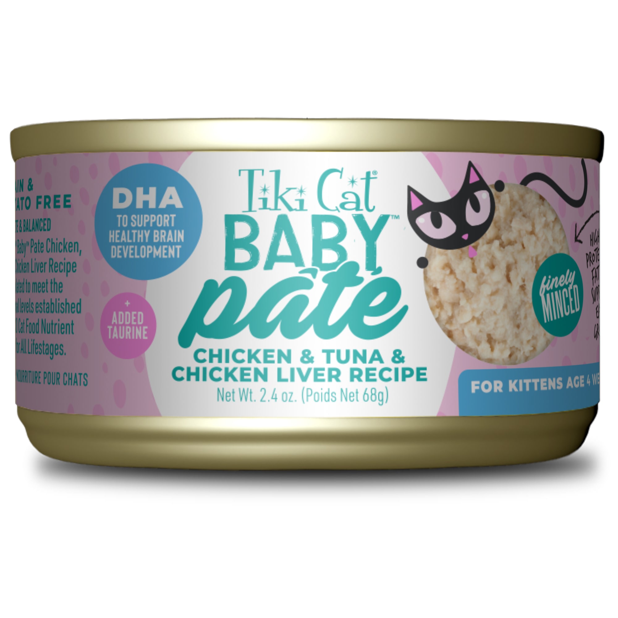 Tiki Cat Baby Chicken, Tuna & Chicken Liver Pate Wet Food for Kittens ...