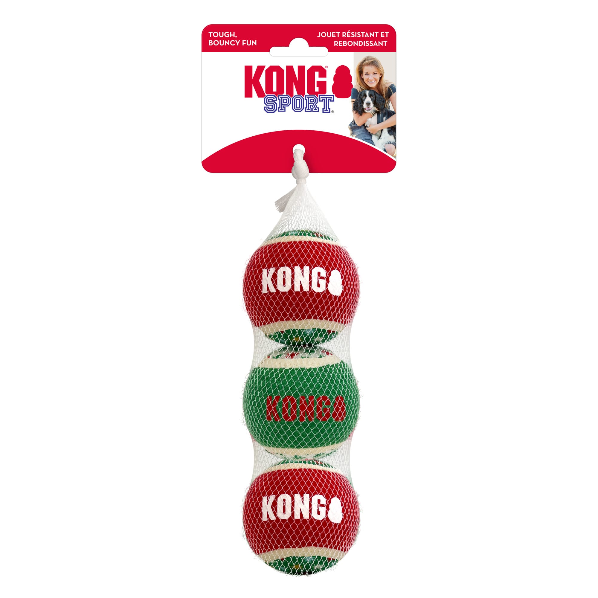 Kong Holiday Sport Balls Dog Toy Assorted Medium Pack of 3