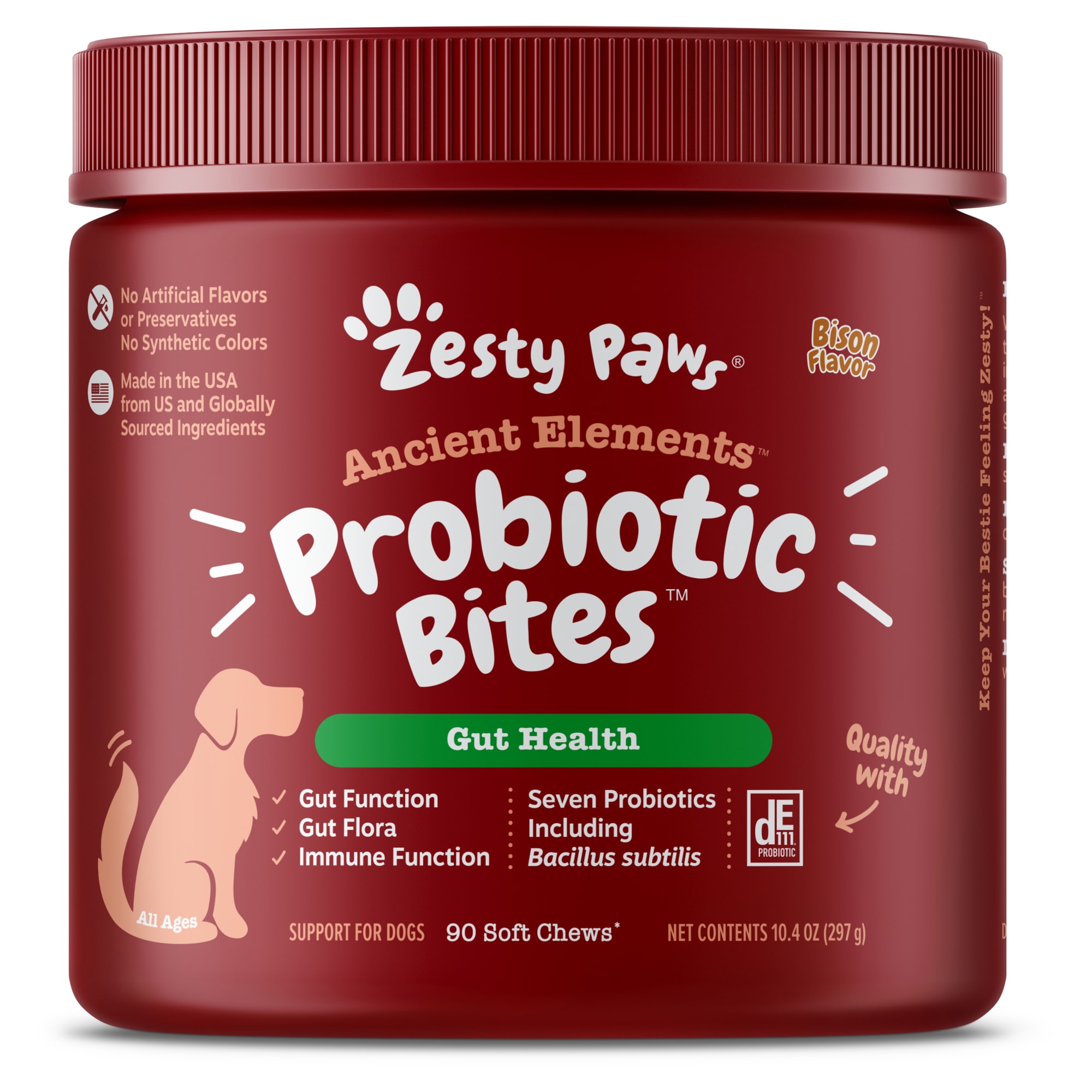 Zesty Paws Bison Ancient Elements Probiotic Bites for Dogs 10.4 oz. Count of 90 Petco