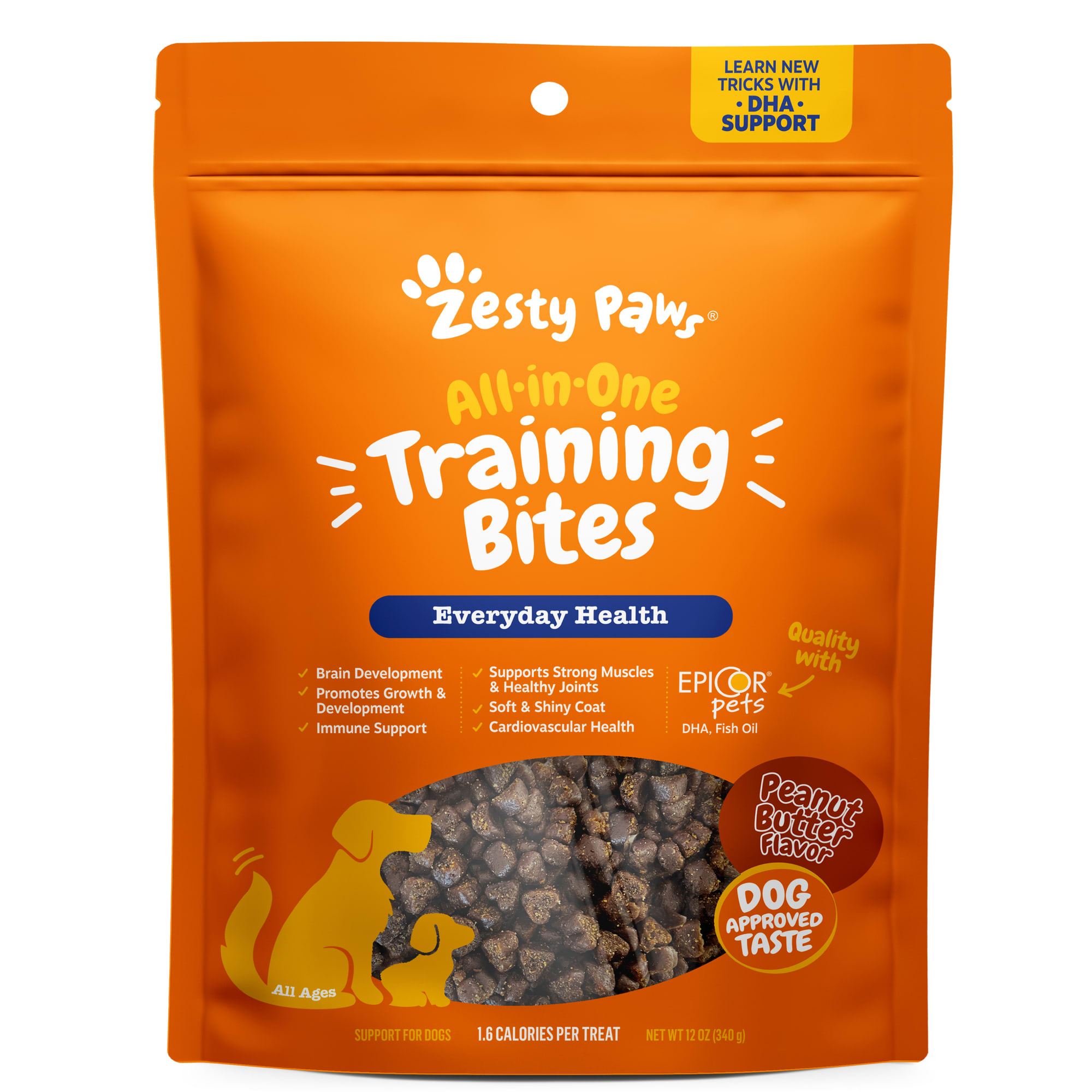 Zesty Paws Peanut Butter All-in-One Training Bites Dog Treats, 12 oz ...