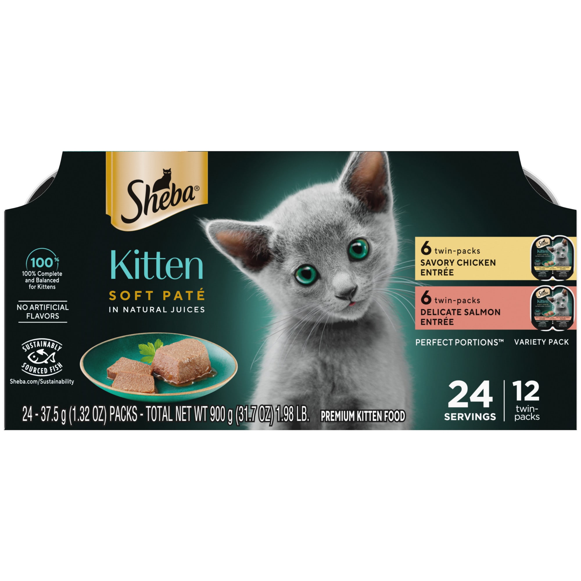 Sheba Perfect Portions Kitten Wet Cat Food Variety Pack, 2.64 oz ...