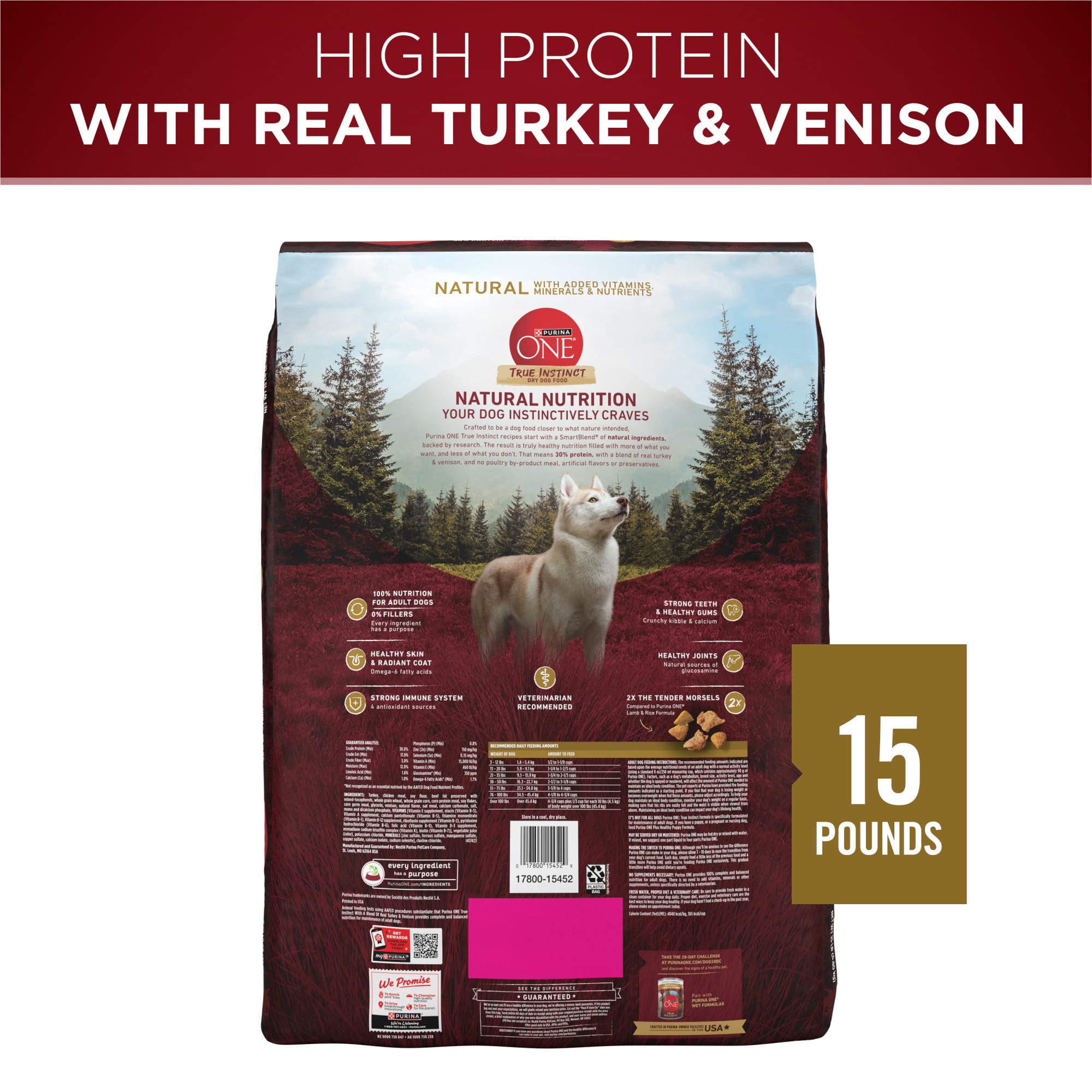 Purina ONE True Instinct Turkey Venison Dog Food 27.5 lbs from Petco