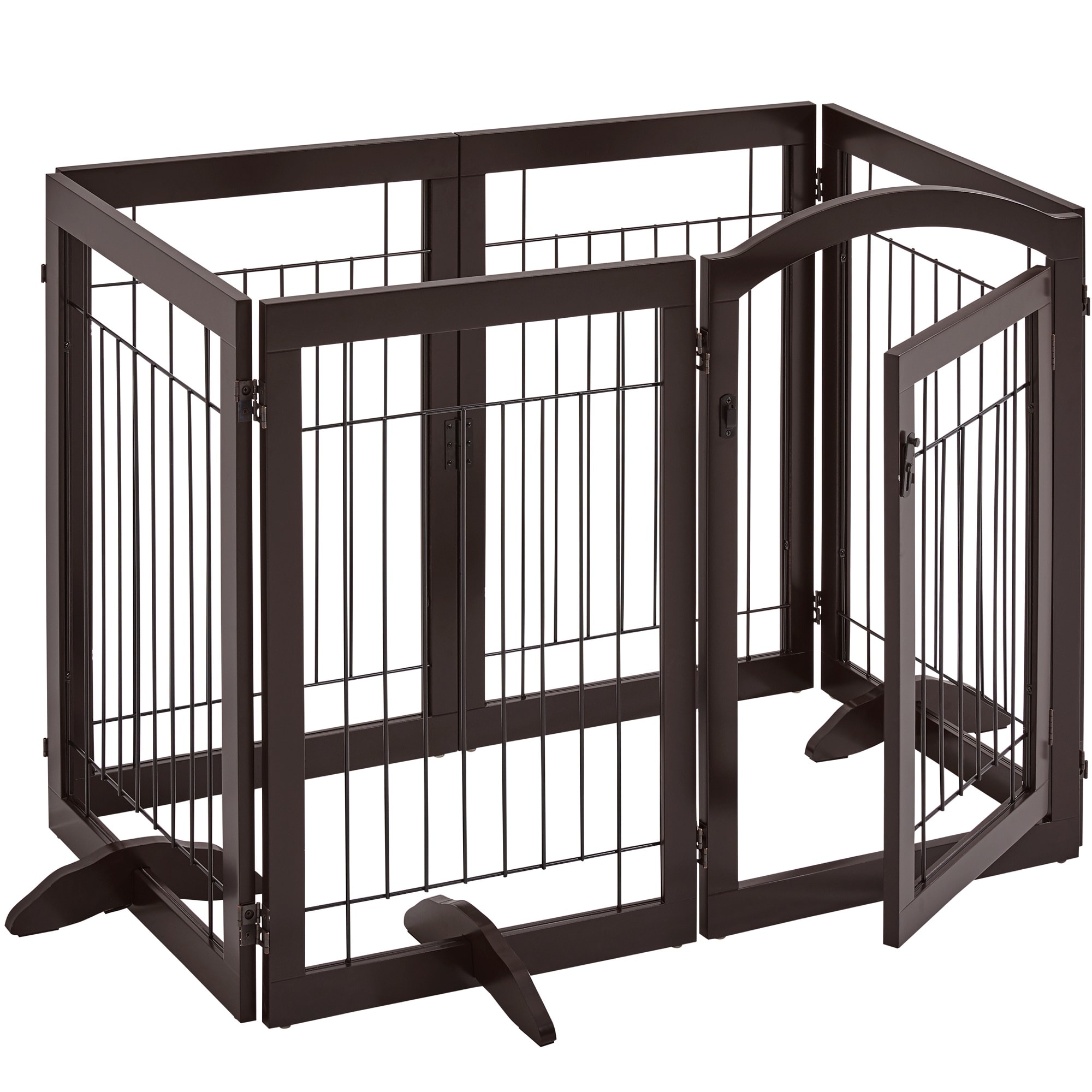 Topeakmart Espresso 6-Panel Pet Gate, 0.7