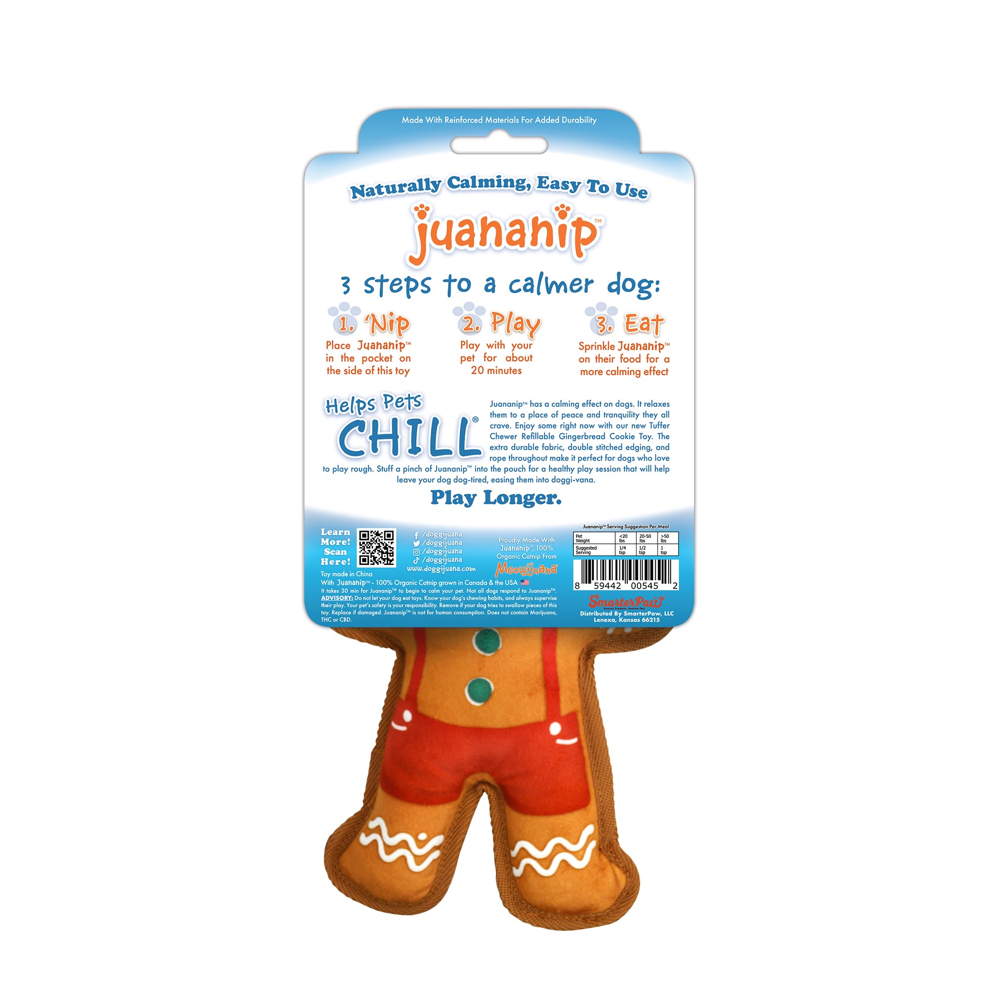 Doggijuana Tuffer Chewer Mini Refillable Gingerbread Cookie Dog
