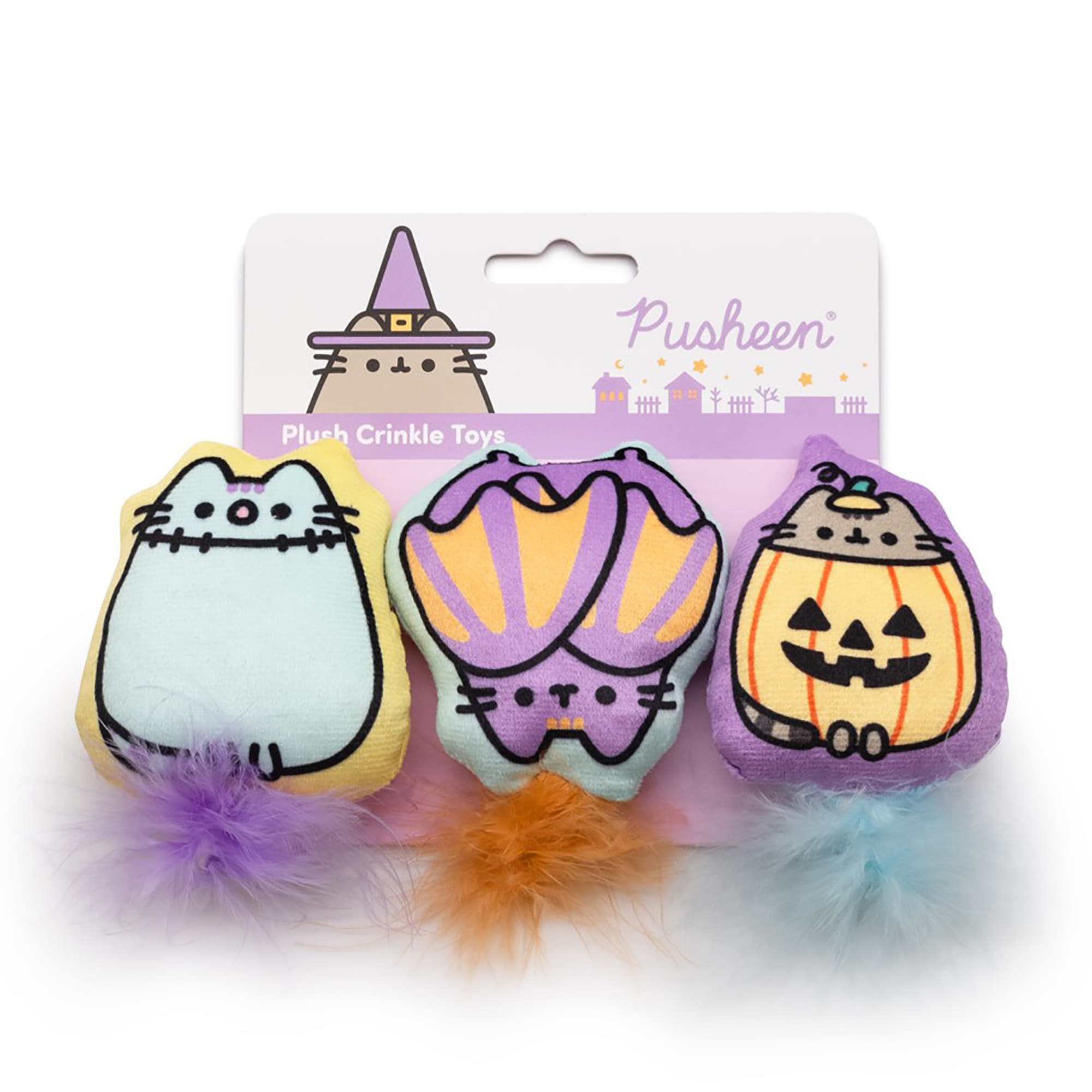 Pusheen Halloween Crinkle Plush Cat Toy Pack of 3