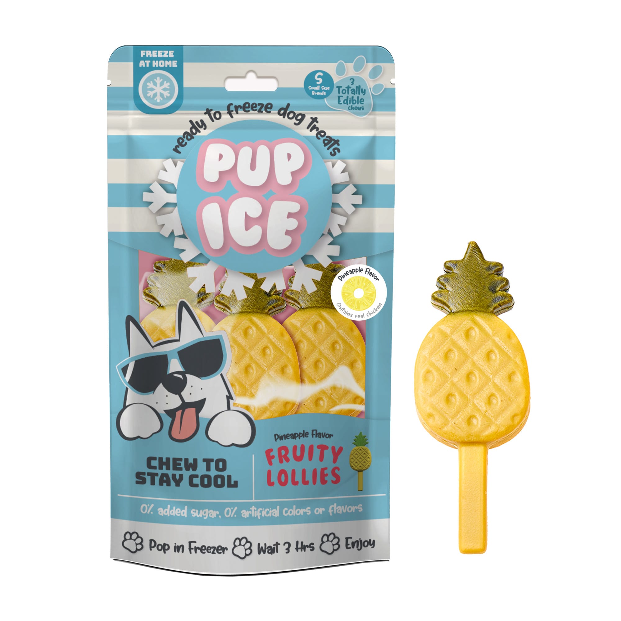 Pup Ice Fruity Lollies Pineapple Treats for Dogs, Pack of 3
