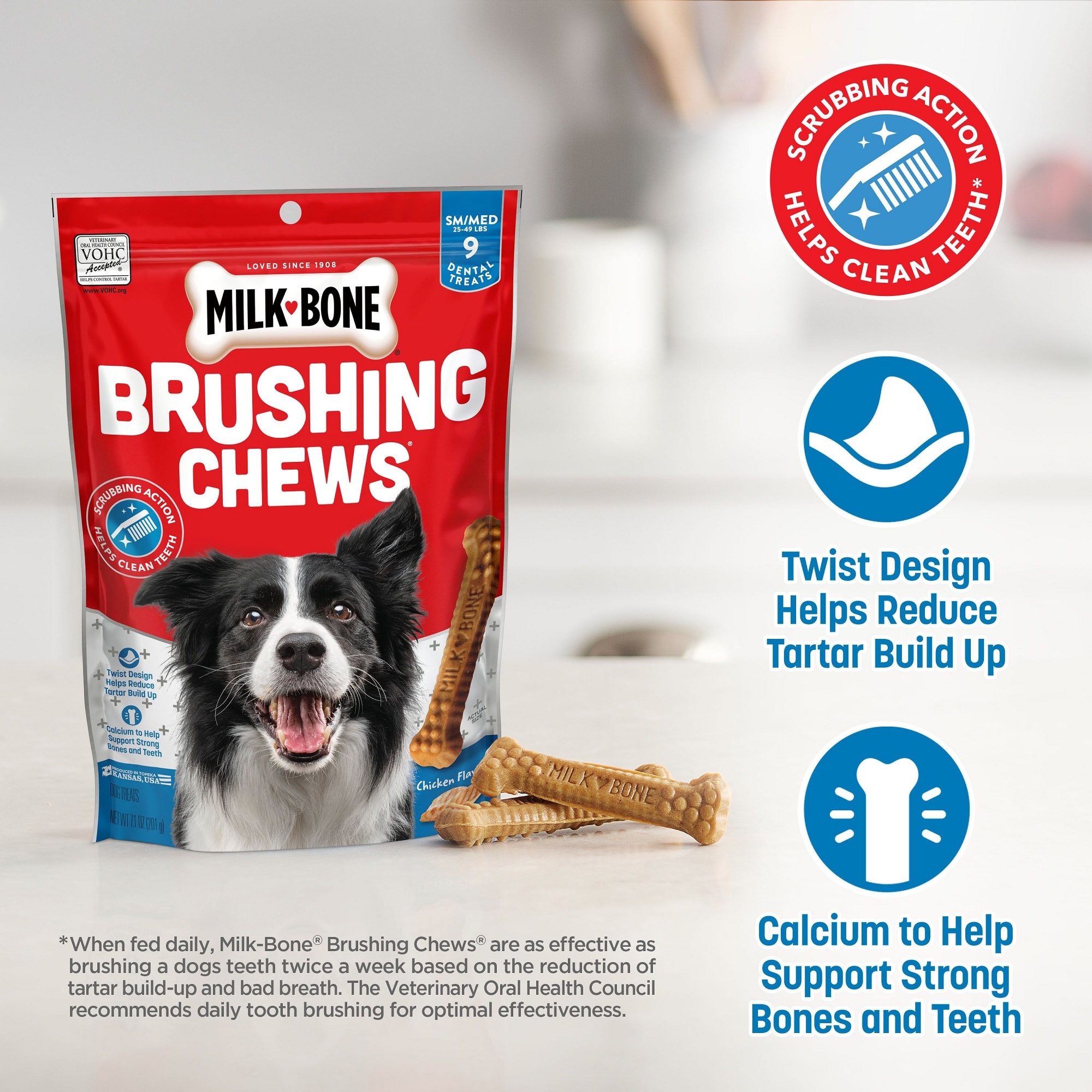 Milk-Bone Brushing Chews Small/Medium Chicken Daily Dental Dog