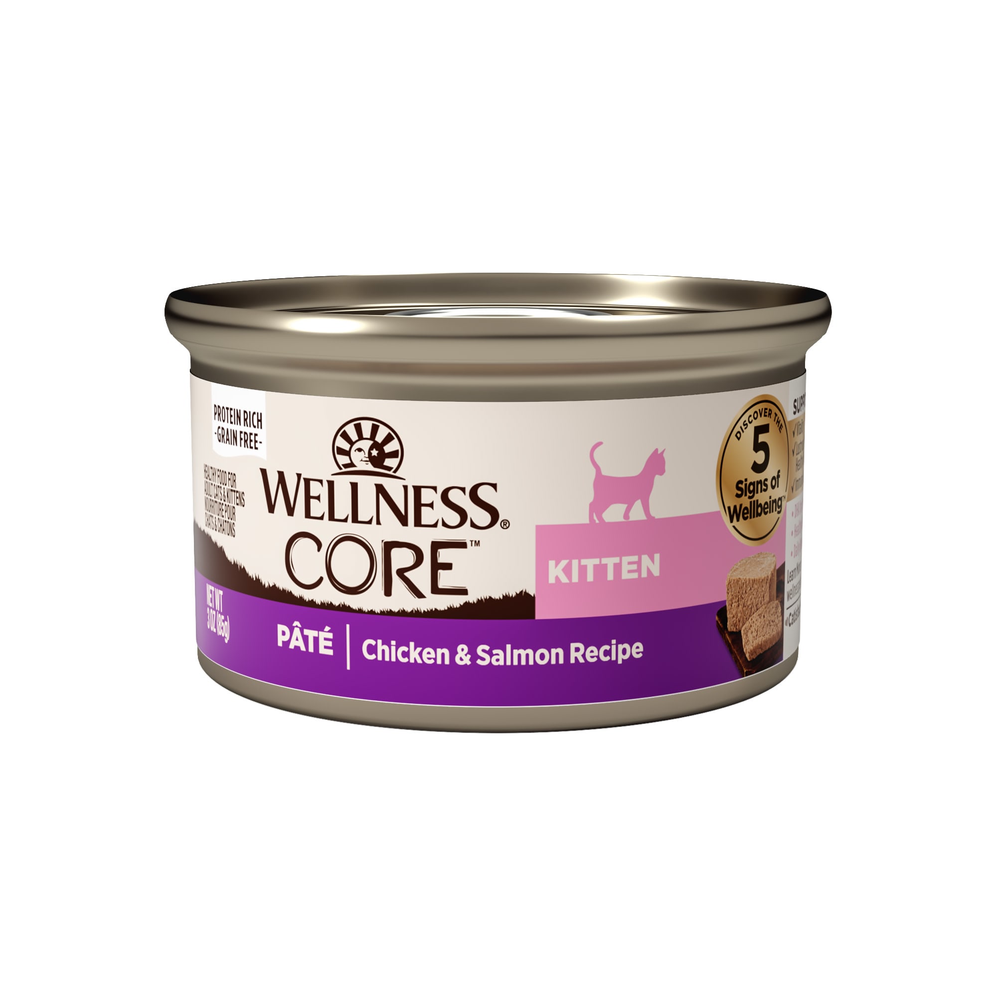 Wellness CORE Natural Grain Free Chicken & Salmon Pate Recipe Kitten ...