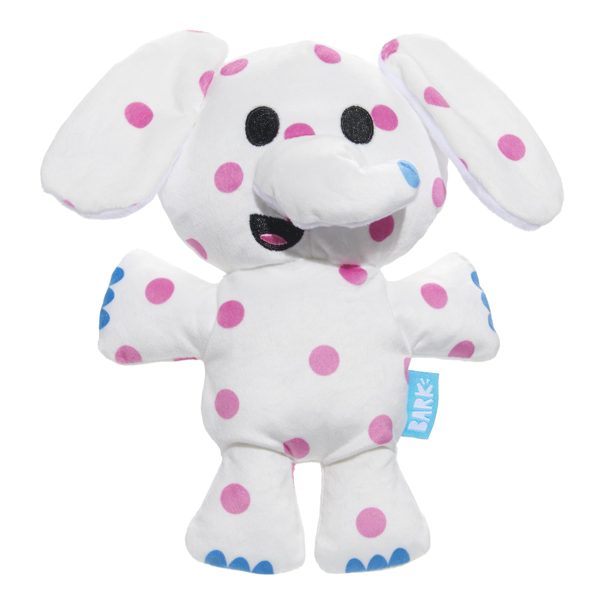 BARK White Pink Spotted Elephant Christmas Rudolph the Red Nosed Reindeer Plush Dog Toy Medium Petco