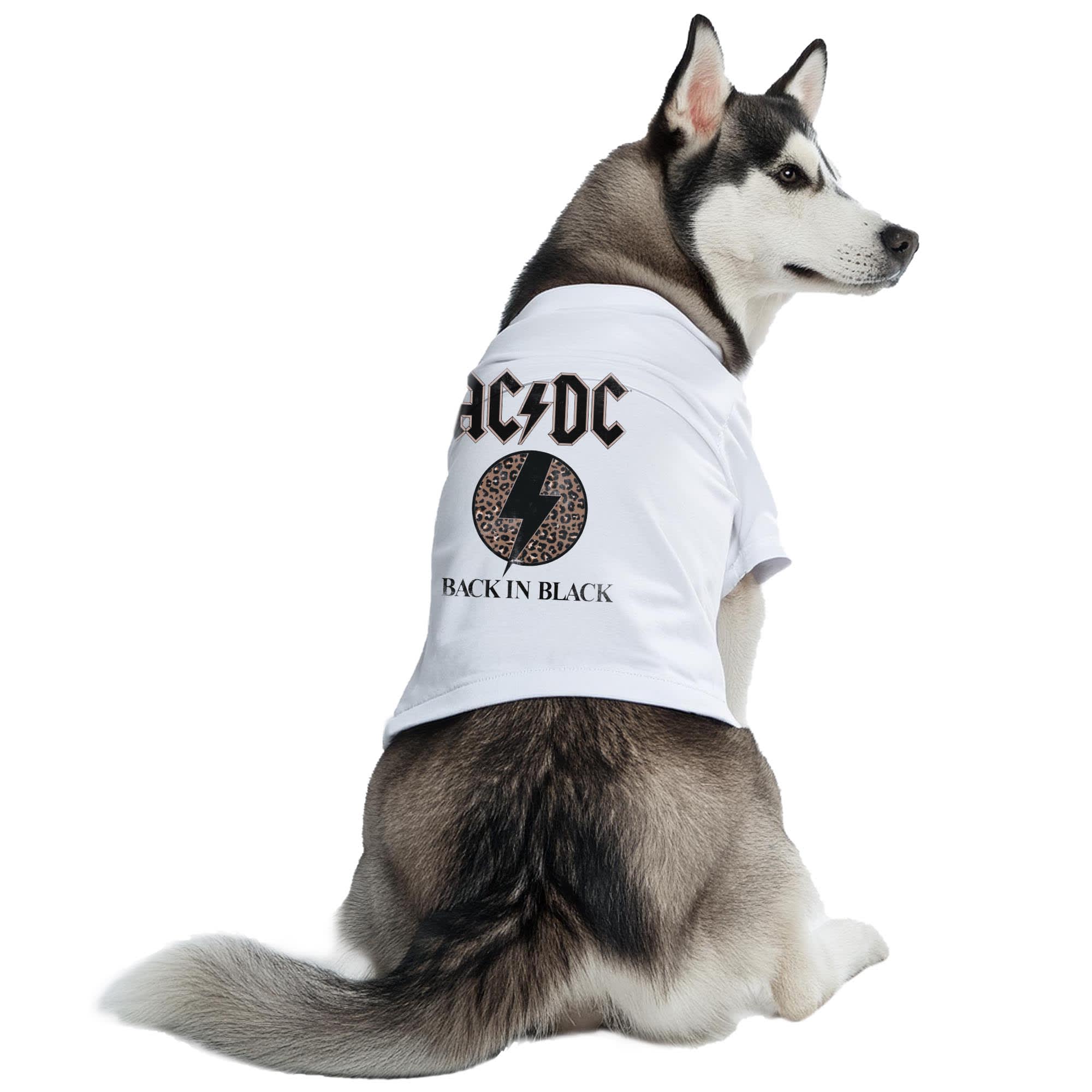 Buttercup Dogs That Rock AC DC BACK IN BLACK Dog Tee, Medium, White | Petco