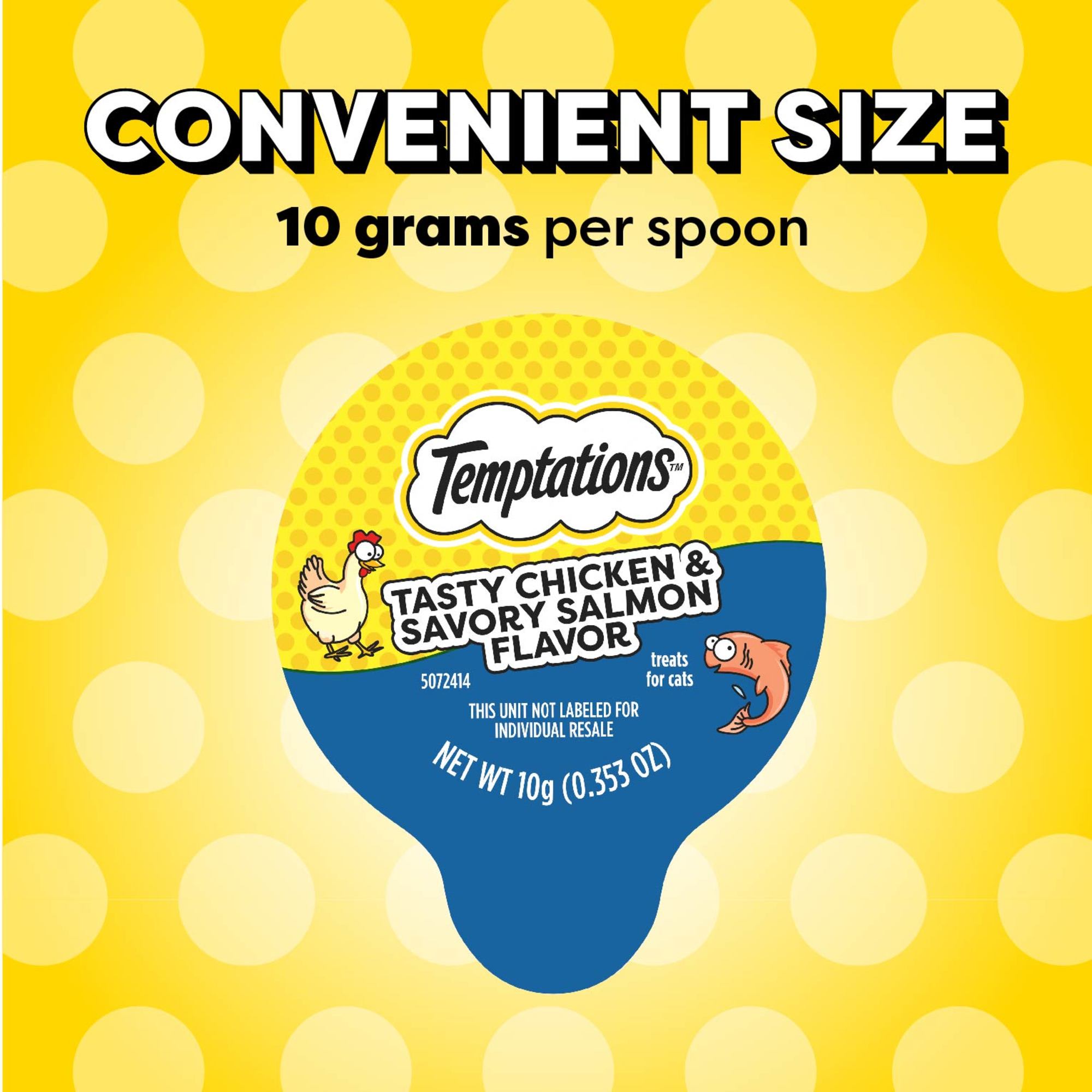 Temptations Lickable Spoons Tasty Chicken and Savory Salmon Flavor
