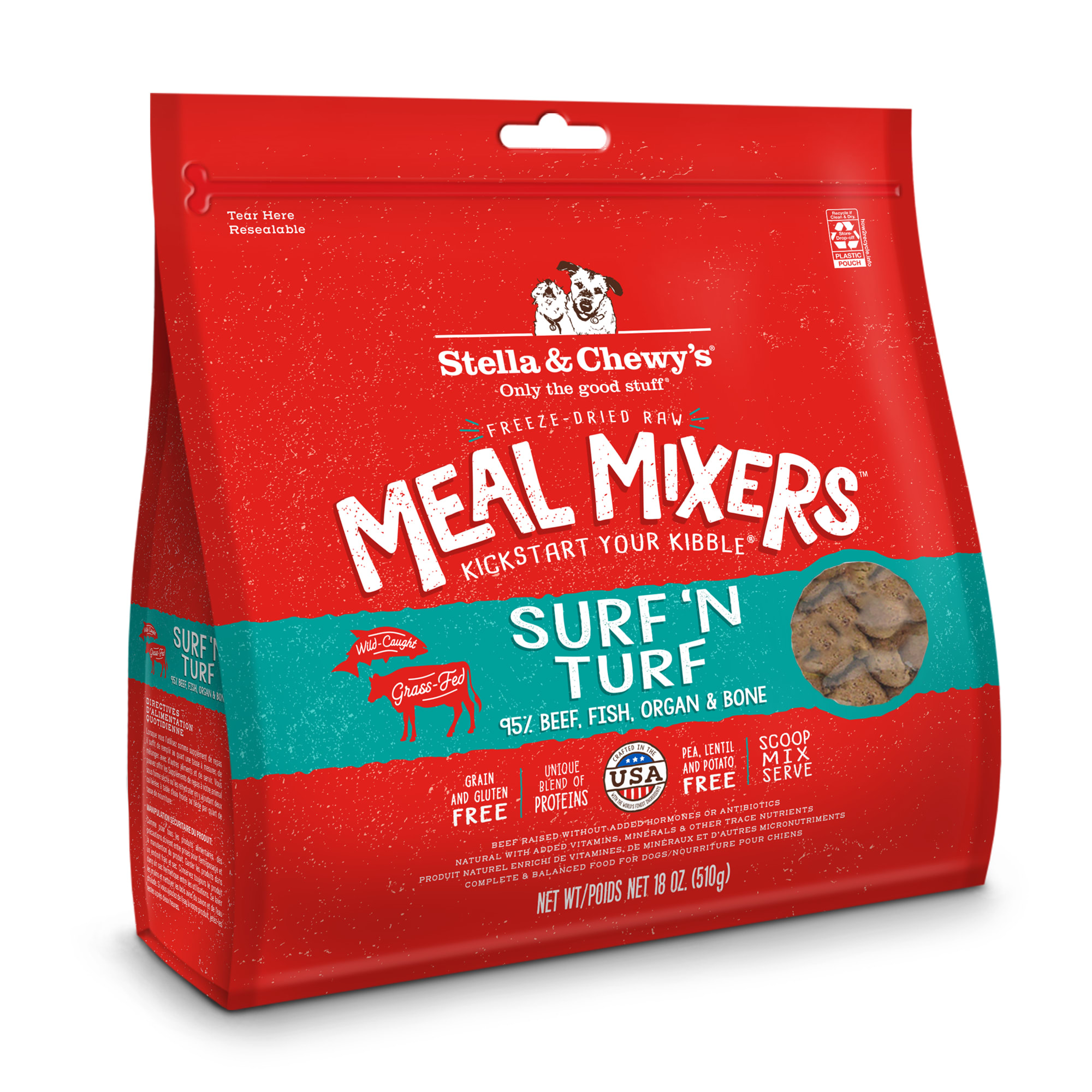 Stella & Chewy's Surf & Turf Meal Mixers Dog Freeze Dried Food, 18